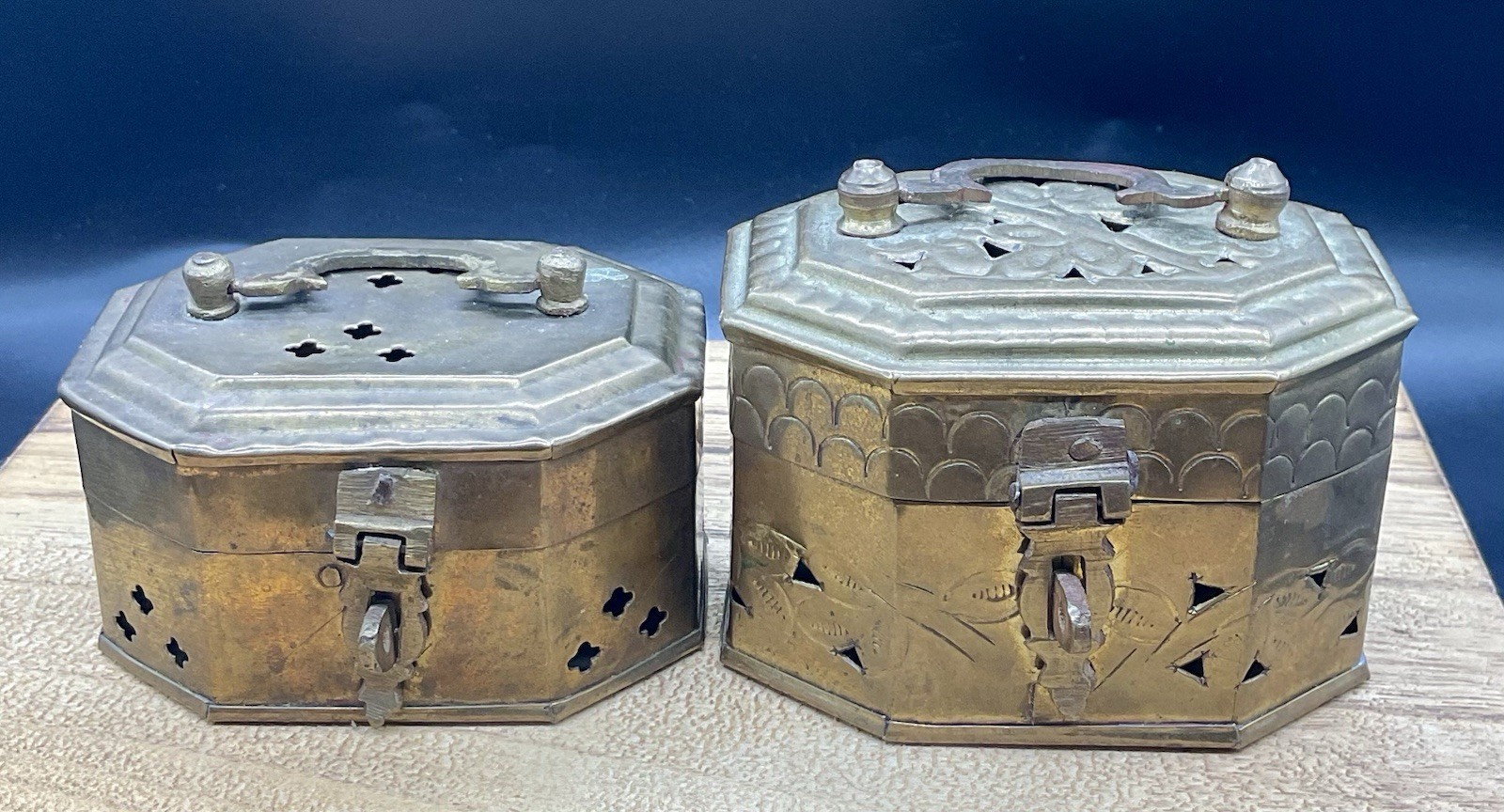 2 Brass Cricket boxes Trinket Box Jewelry Box Made In India