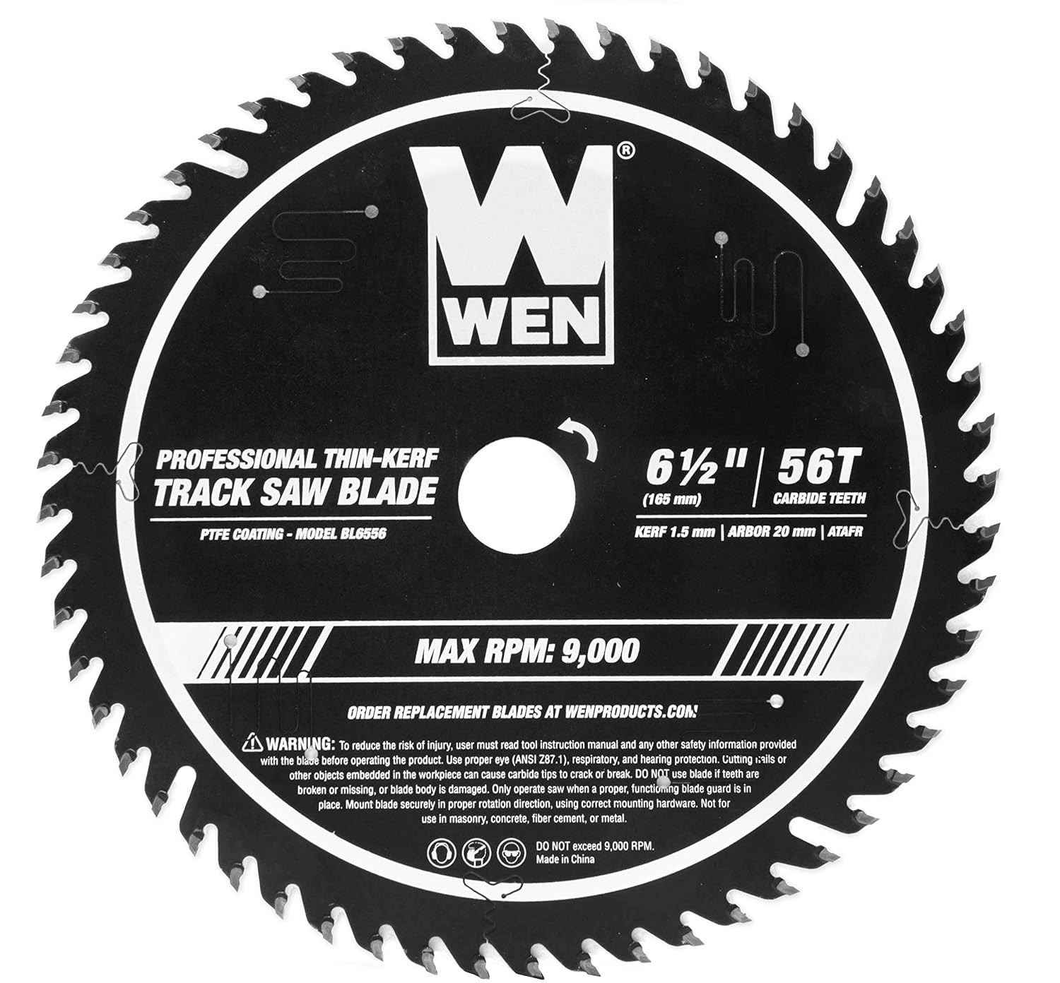 WEN BL6556 6.5-Inch 56-Tooth Carbide-Tipped Thin-Kerf Professional ATAFR Track