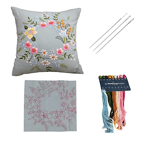 AMLESO DIY Embroidery Covers Kit Cushion Cover Semi-Finished for Living Room