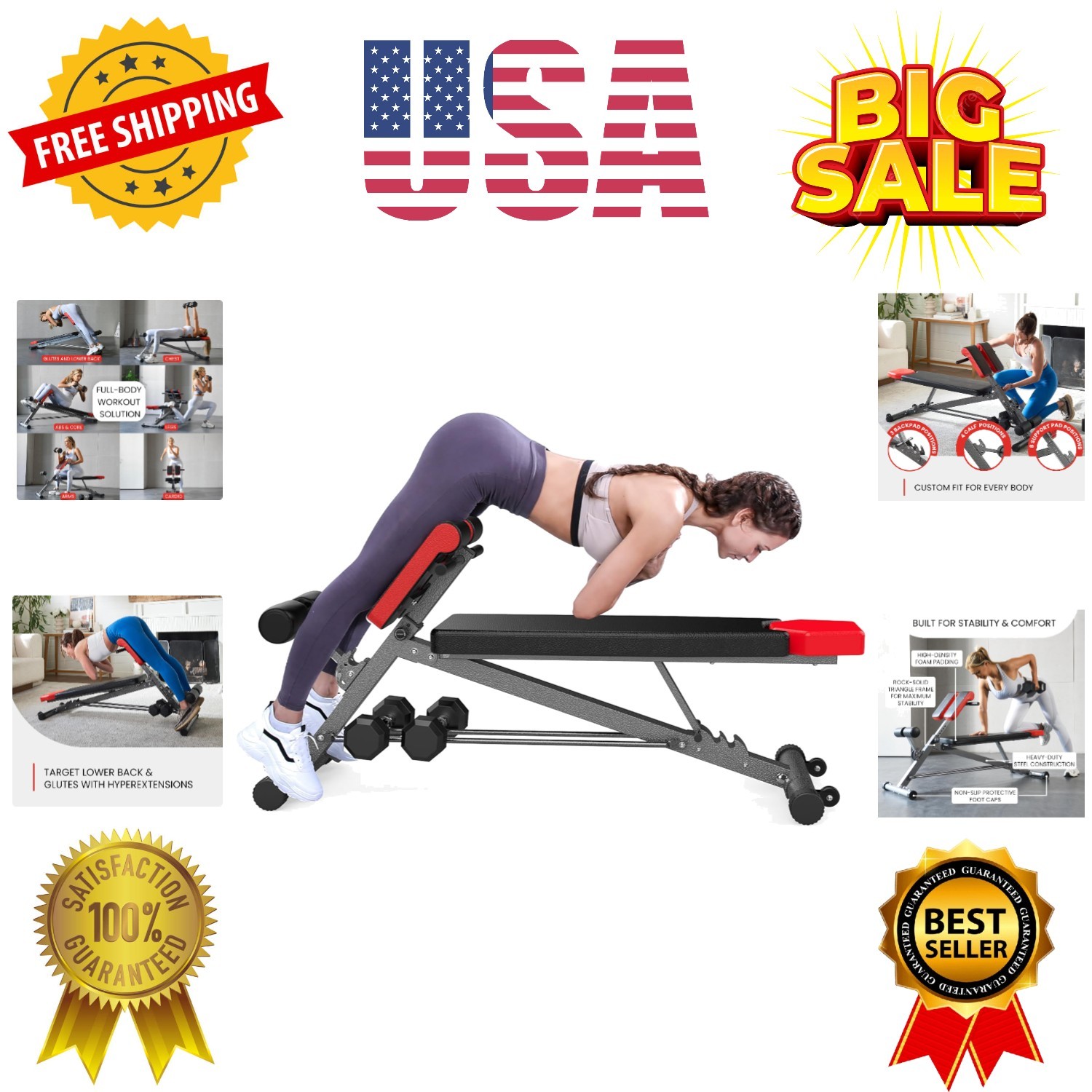 Multi-Functional Weight Bench for Full All-in-One Body Workout – Adjustable W...