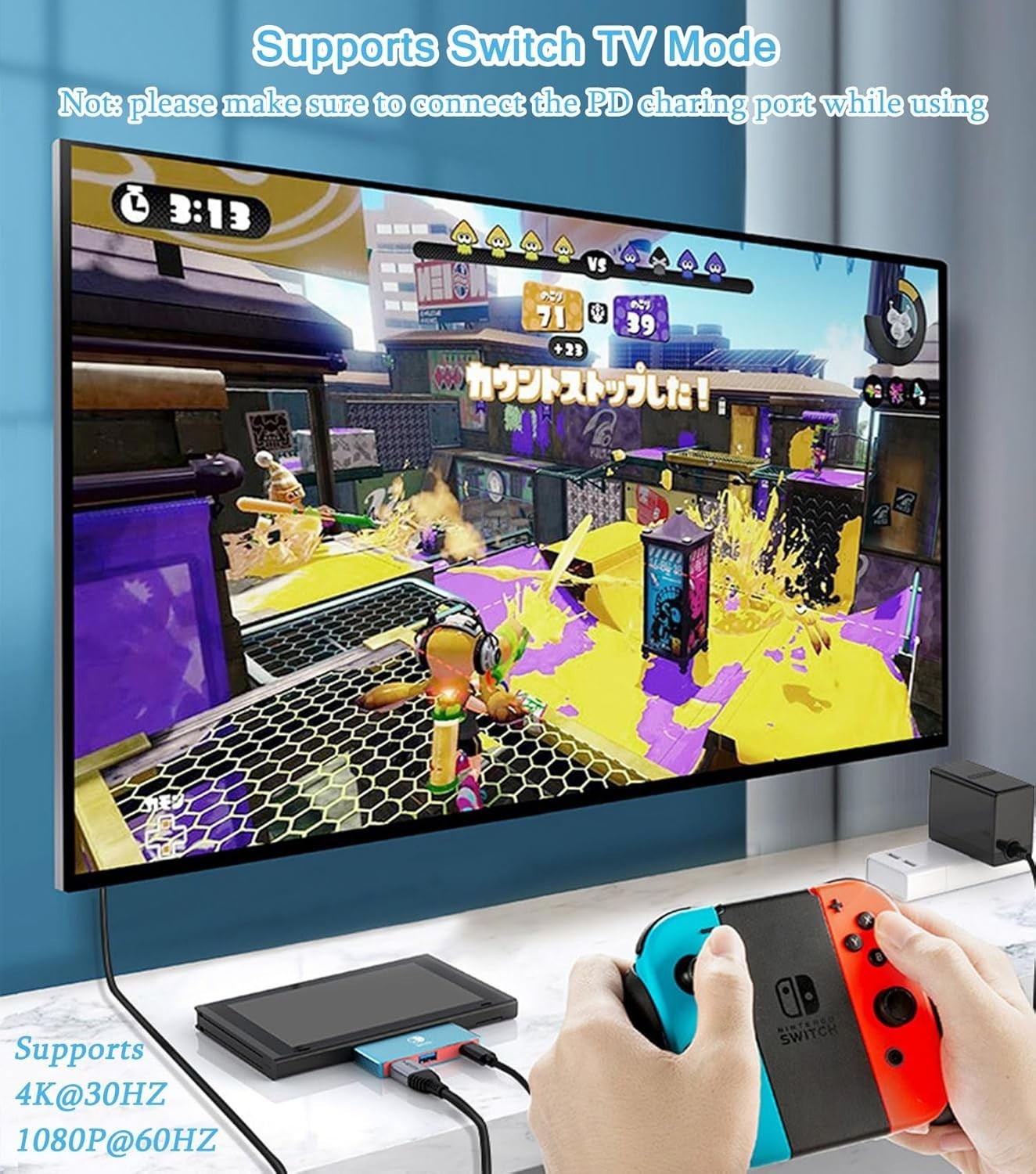 Portable 4K HDMI Dock for Nintendo Switch & OLED - USB C with PD 100W Charging