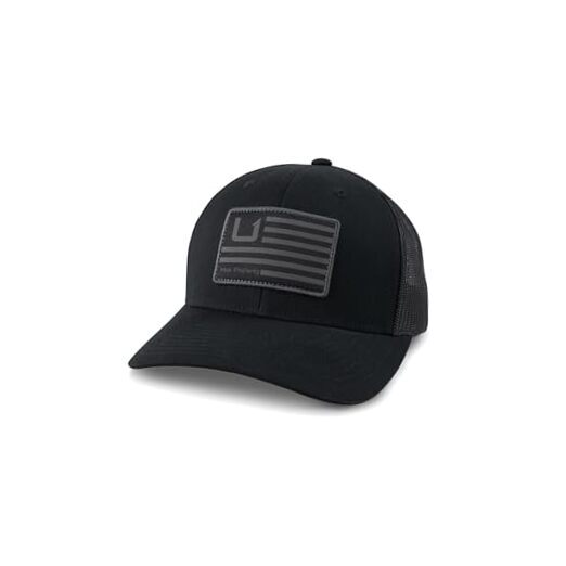Men's Trucker, Anti-Glare Snapback Fishing Hat One Size Huk and Bars - Black