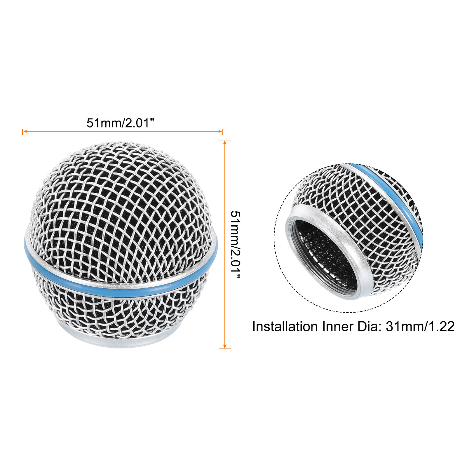 Mesh Microphone Grill Head for SM58 Wired Microphone Ball Head Replace Mic