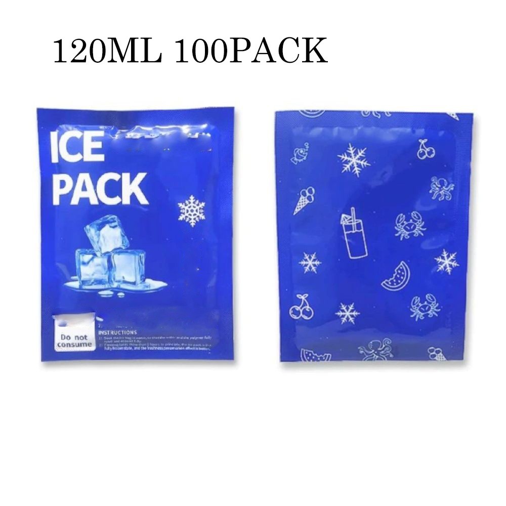 100 Pack Reusable Ice Packs Non-Stick Gel Bags for Seafood Meat Beer Shipping