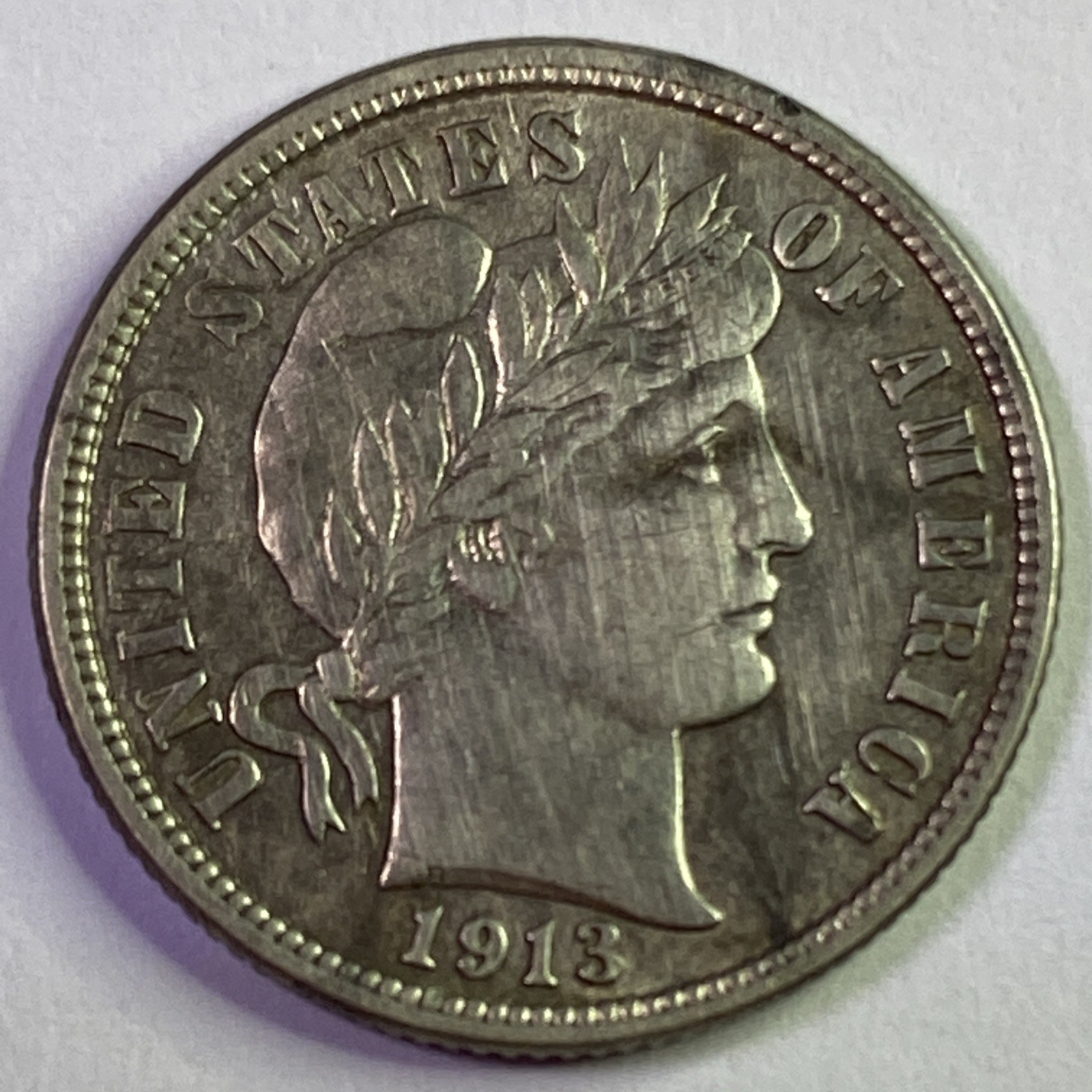 1913 10C Barber Dime Beautiful Silver Coin