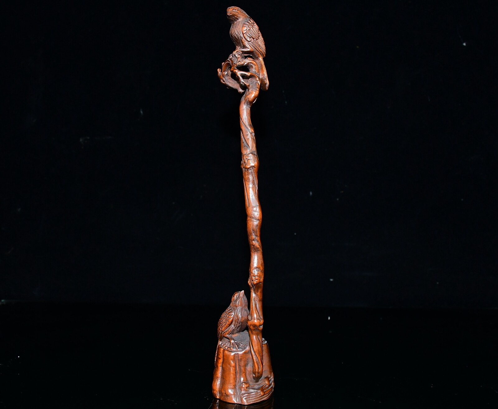 Retro bird Boxwood Carved Exquisite Magpie Statue Sculpture Home Decor Art gift