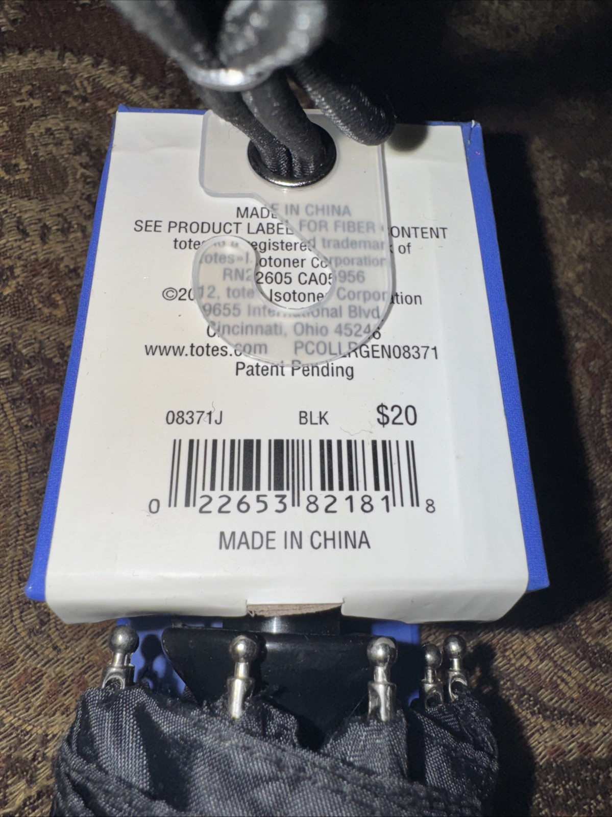 Black Totes Auto Open Umbrella NWT