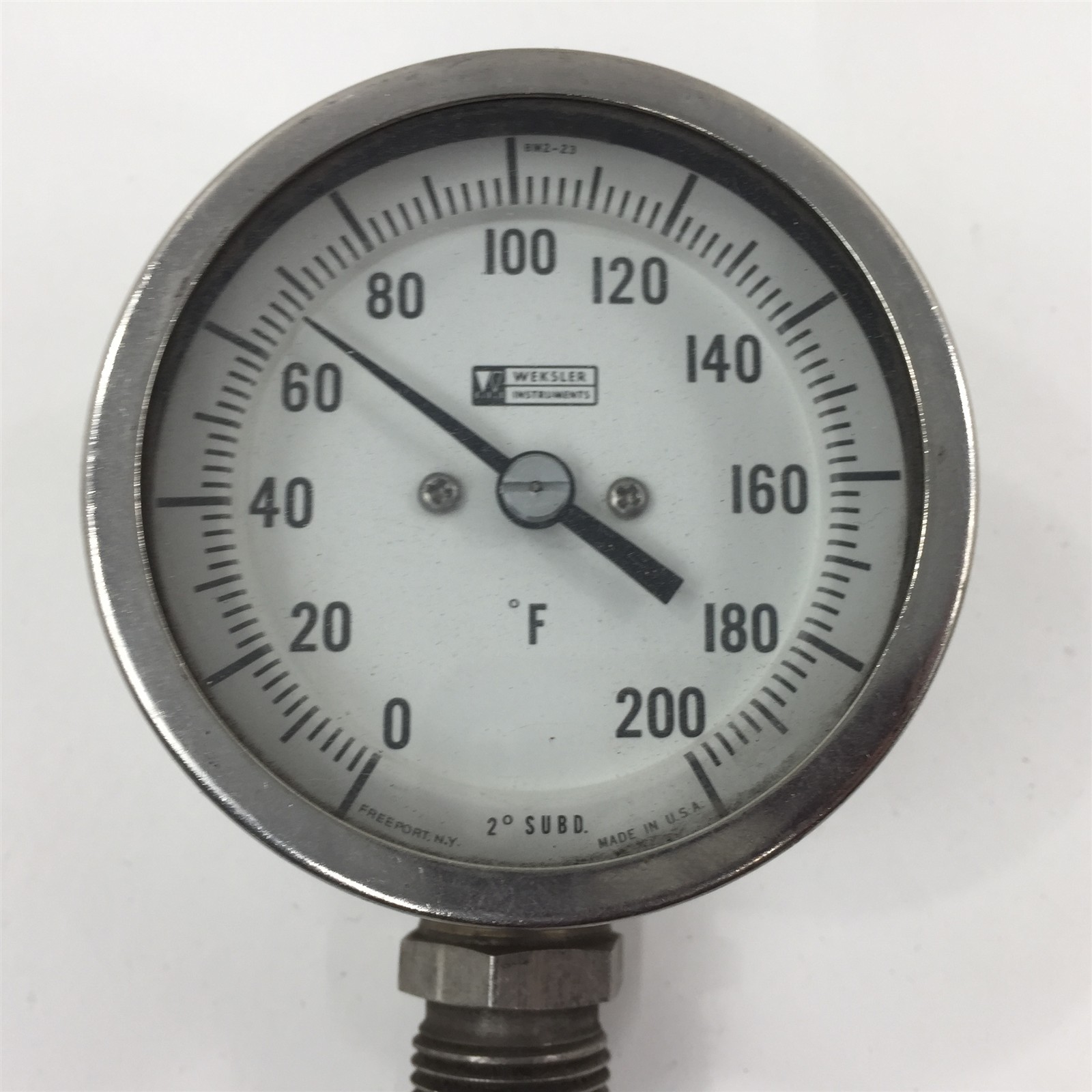 Weksler Thermometer 0-200F 24" Stem 1/2" Thread