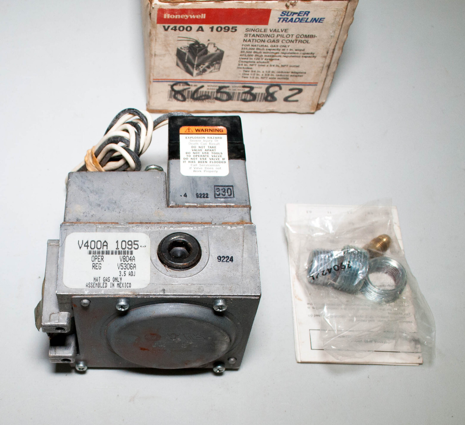 Honeywell V400A1095 Single Valve Standing Pilot Combination Gas Control