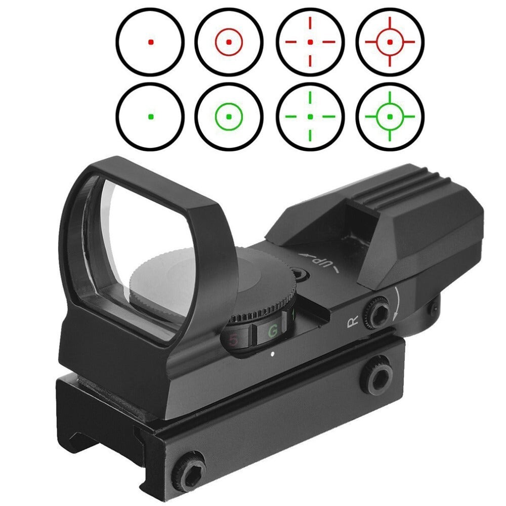 Mossberg 500 12 gauge pump picatinny rail shell carrier and reflex sight combo.