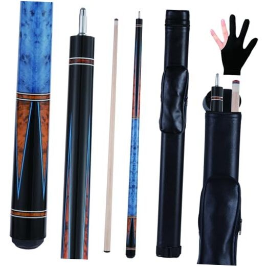 Canadian Maple Pool Cue Sticks (10mm/11.5mm/13mm), 58" 2 Blue 11.5mm with case