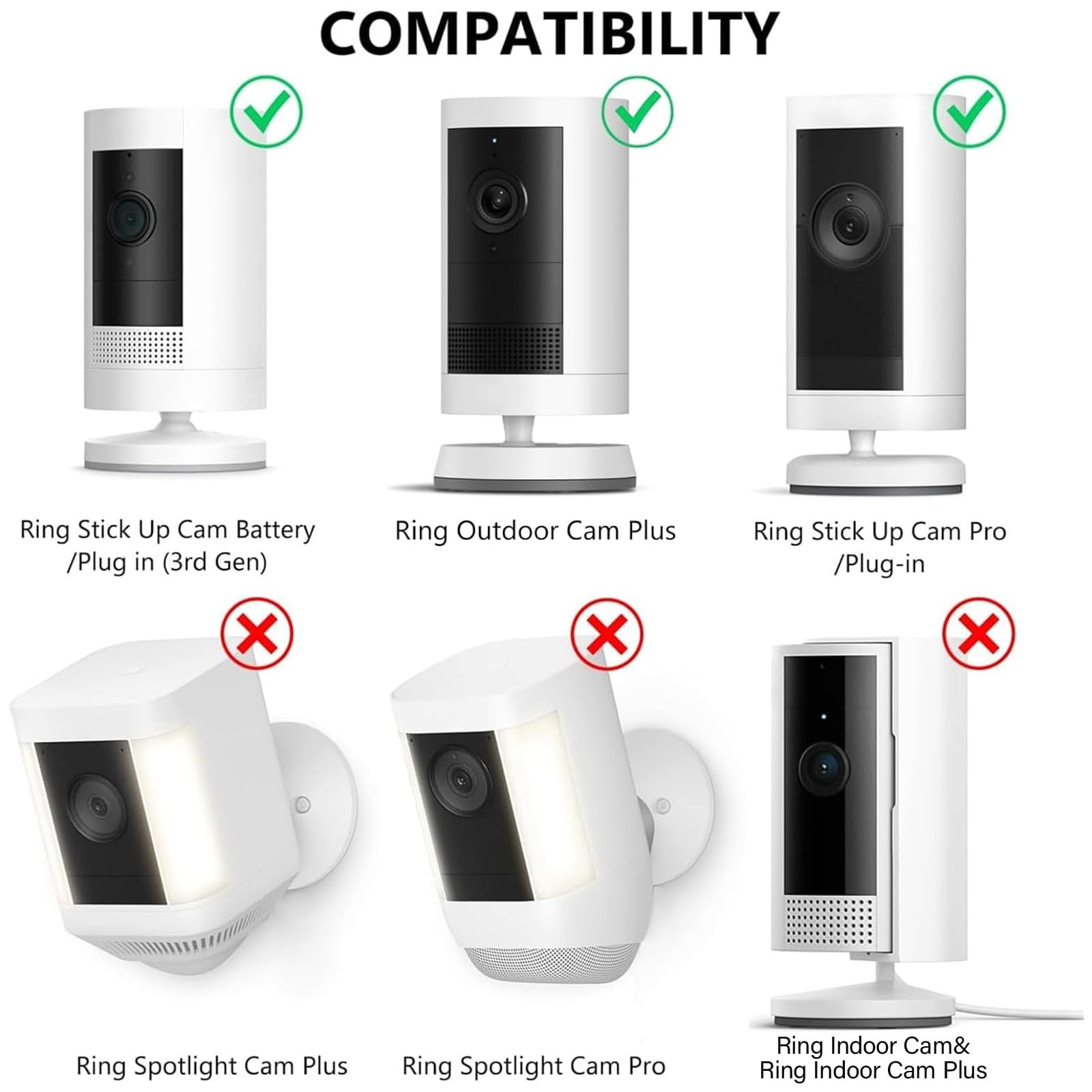 2Pack Ring Camera Wall Mount for Stick Up Cam & Outdoor White