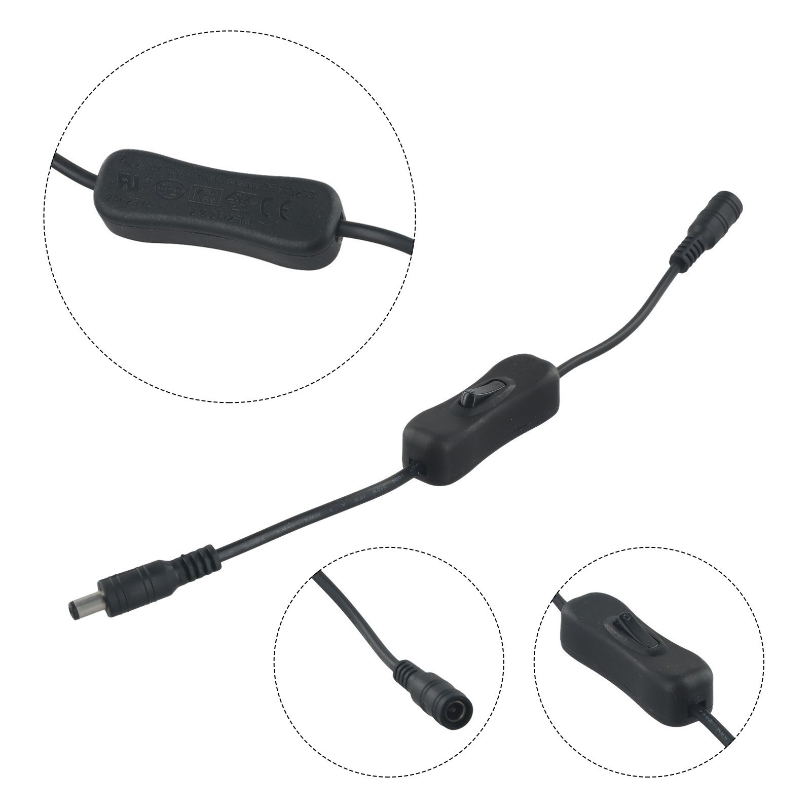 Switch Light Strip On/off Functionality Rocker Switch 5.5x2.1mm 5V-24V