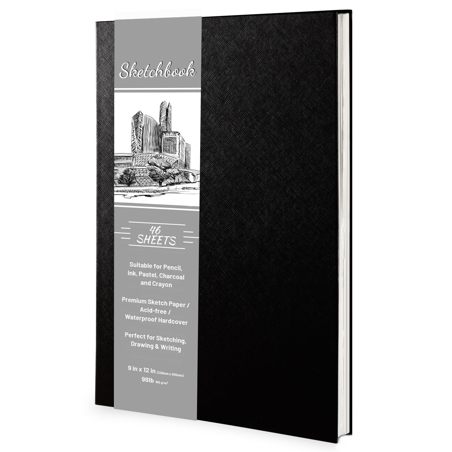 Hardcover Sketch Book 9 x 12 Sketchbook Drawing Pads 160GSM Thick Smooth