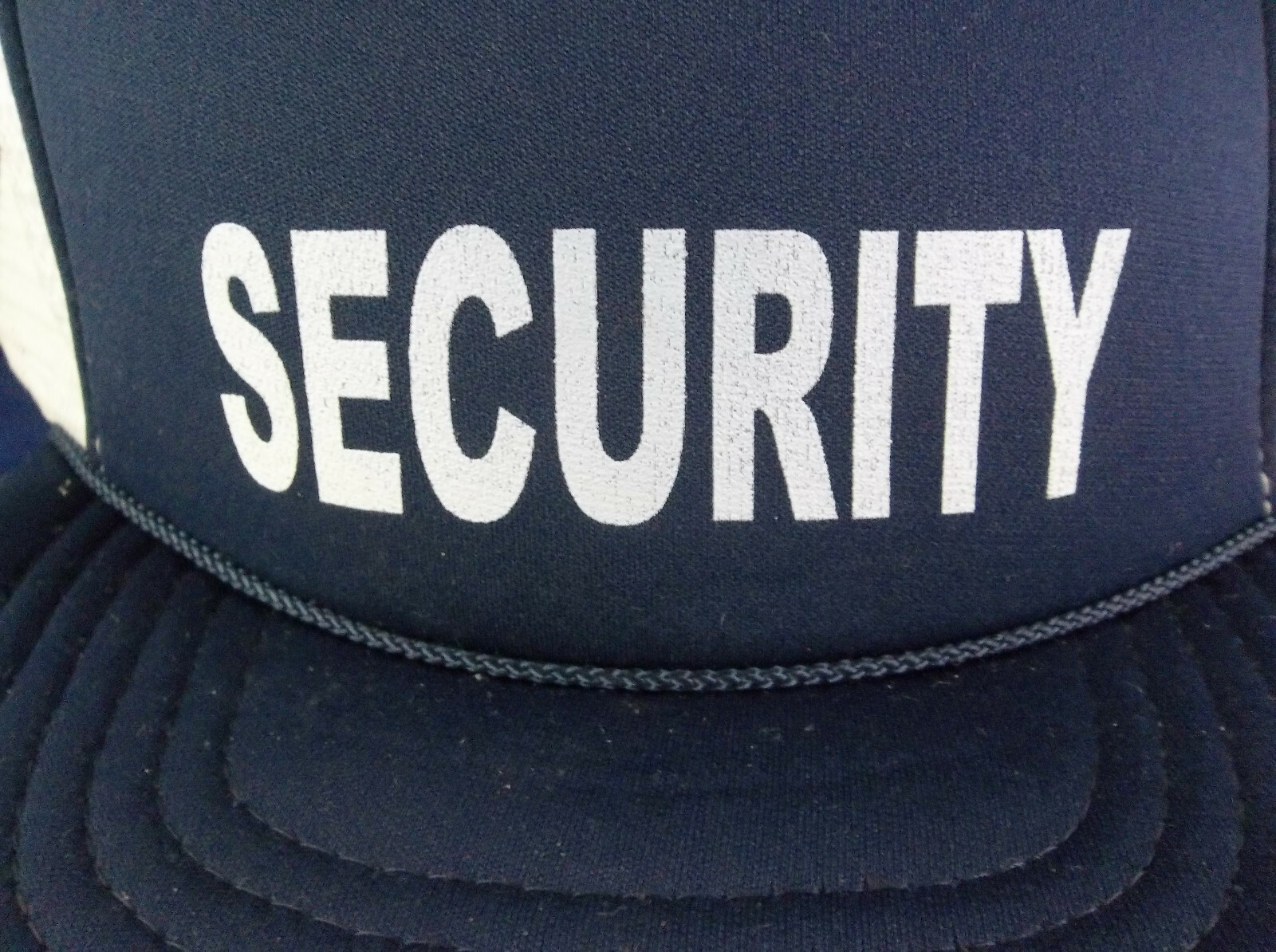 KC Caps Blue White Corded Mesh Snapback Security Costume Prop Hat