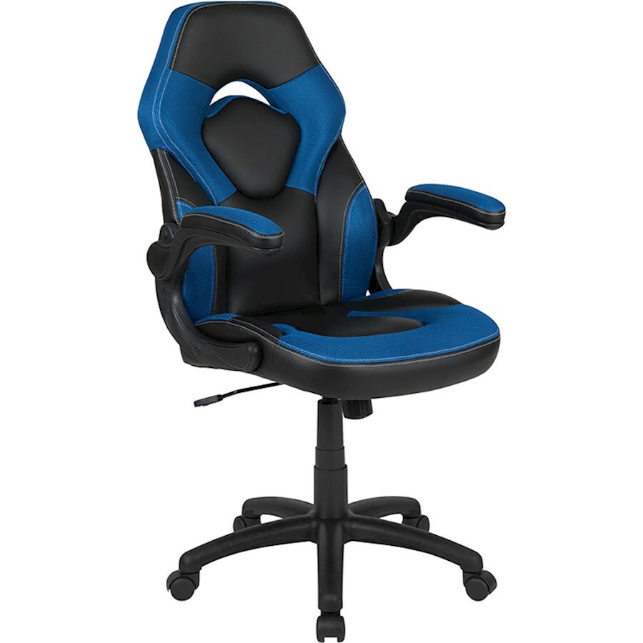 Flash Furniture X10 Gaming Swivel Chair/Flip-Up Arms, Blue - CH-00095-BL-GG