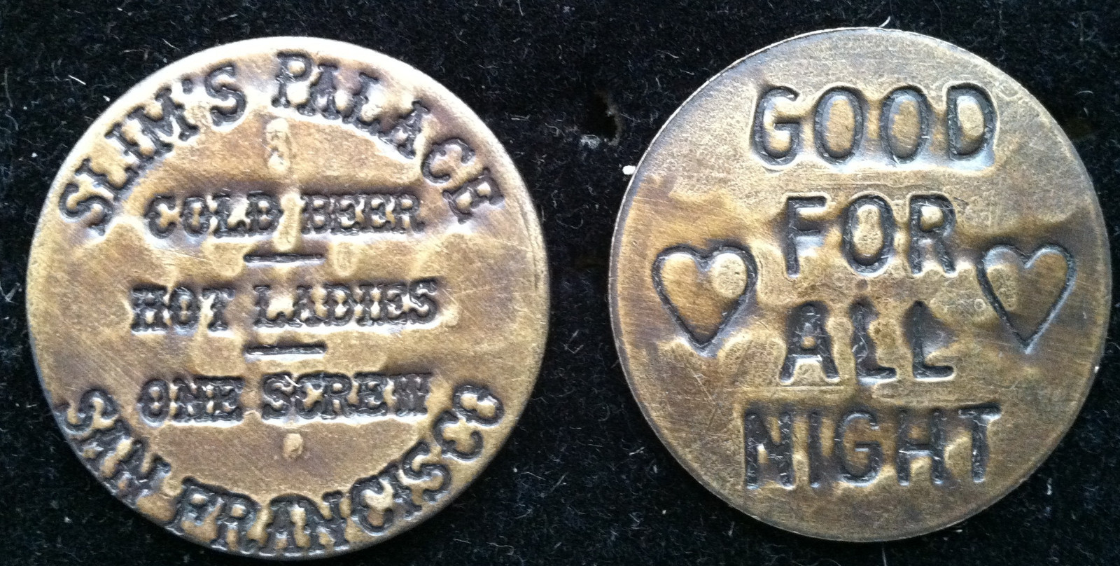 Slim's Palace San Francisco WHORE HOUSE BROTHEL TOKEN WHISKEY GIRLS VINTAGE