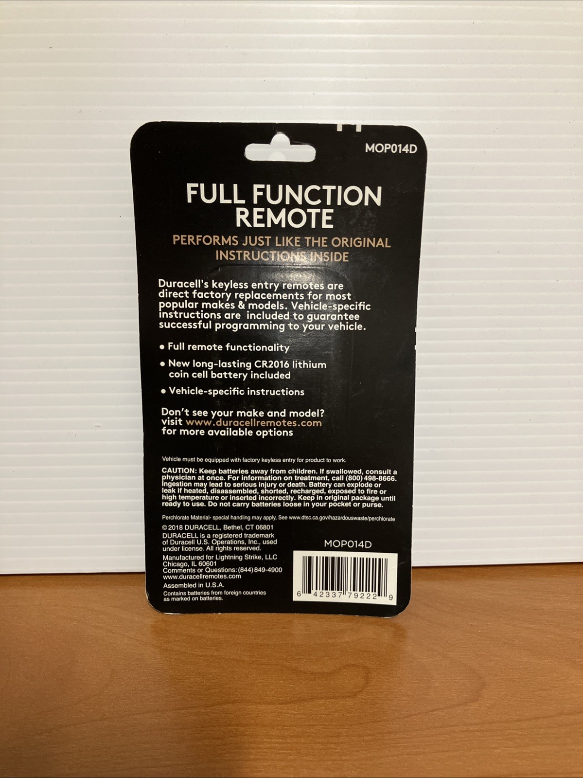 NEW DURACELL KEYLESS ENTRY FULL FUNCTION REMOTE MOP014D