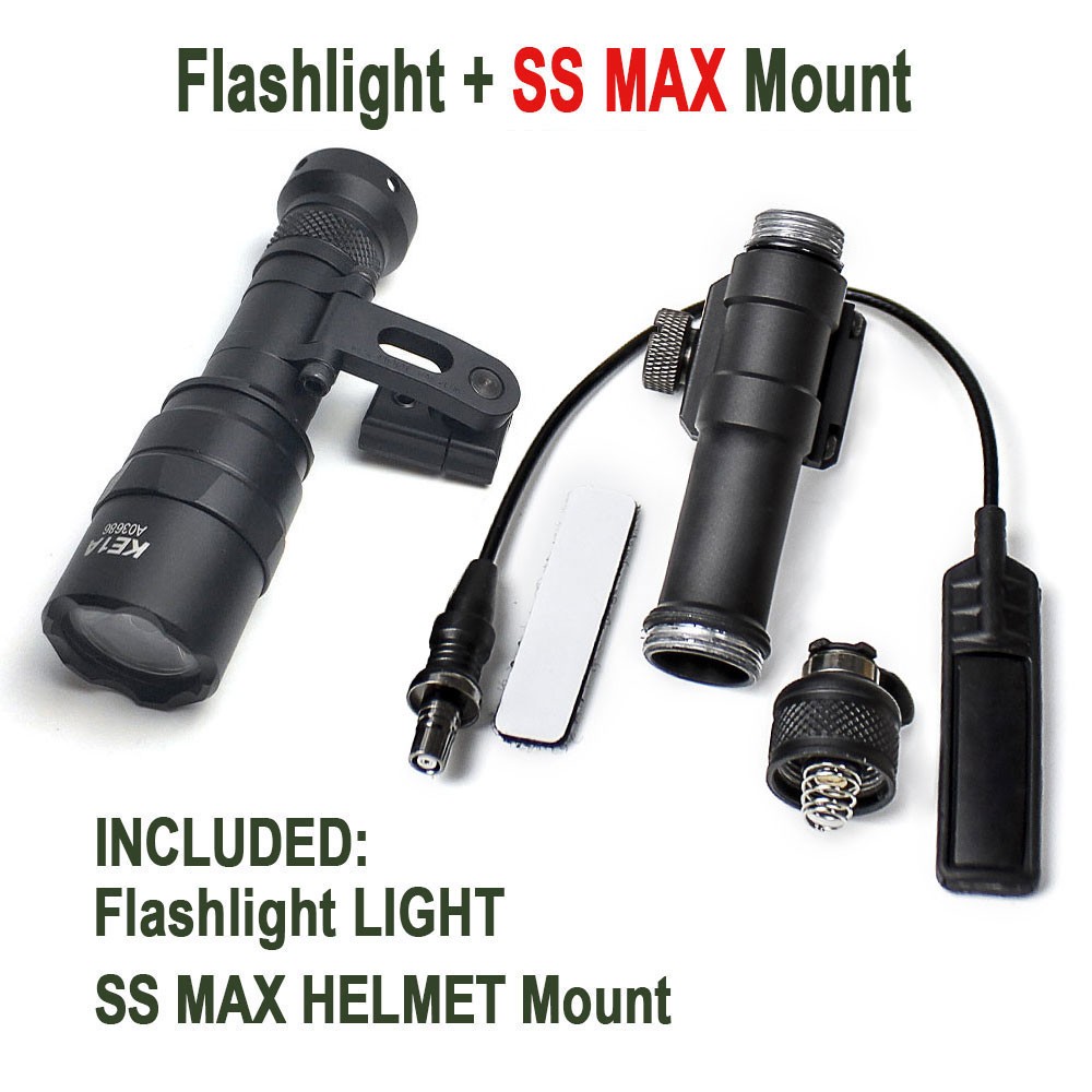 Tactical M600B Light LED Flashlight with Remote Switch & SS M-ax Helemt Bracket