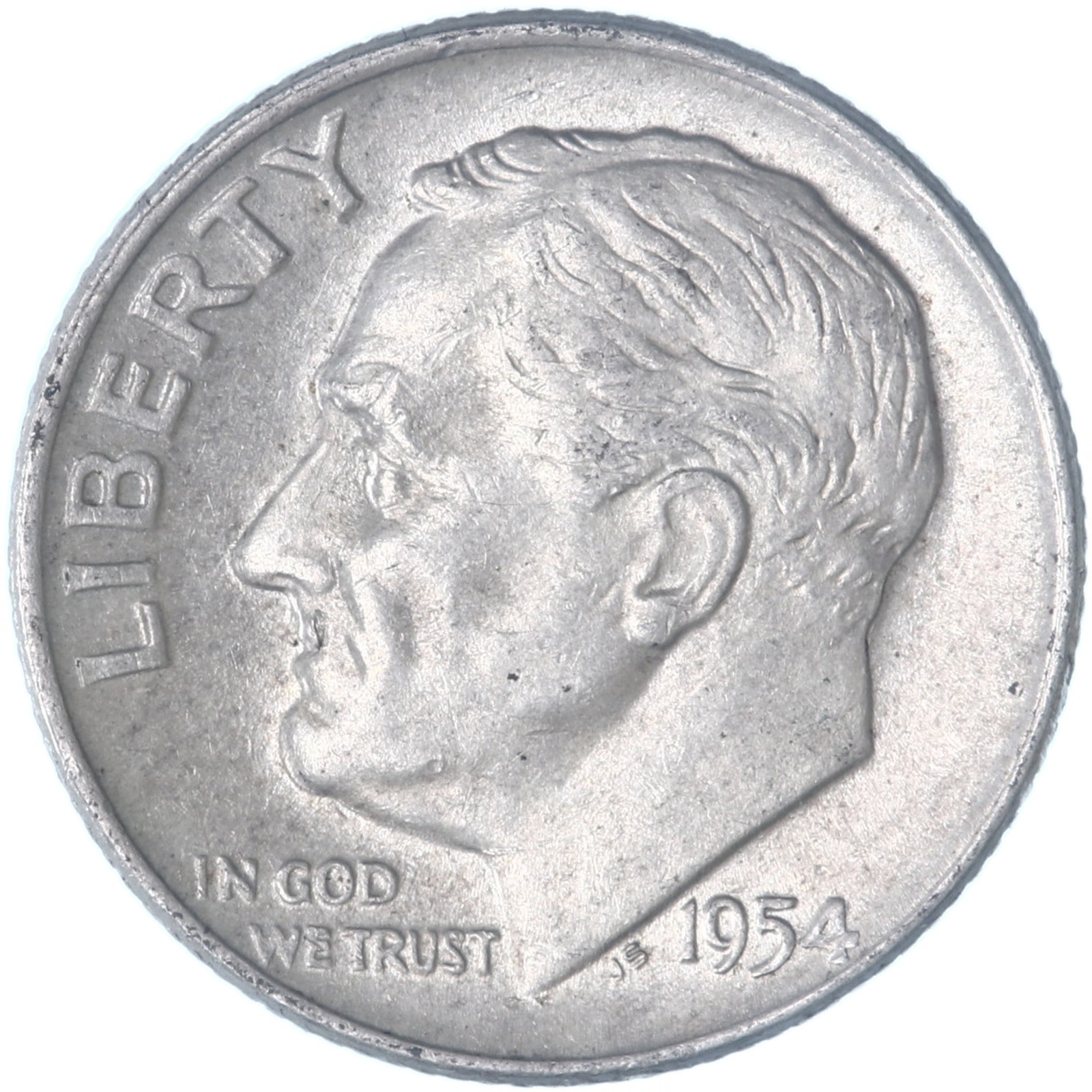 1954 D Roosevelt Dime 90% Silver About Uncirculated AU