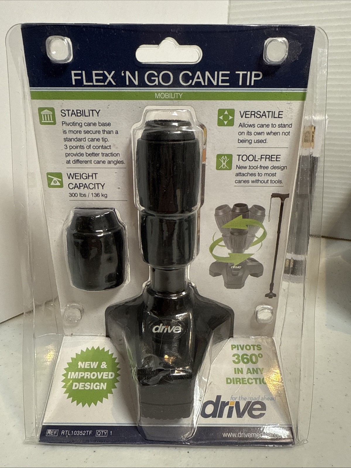 Drive Flex N Go Tool Cane Tip - NEW DS- Free Shipping - Cane Tip - 360 Pivot