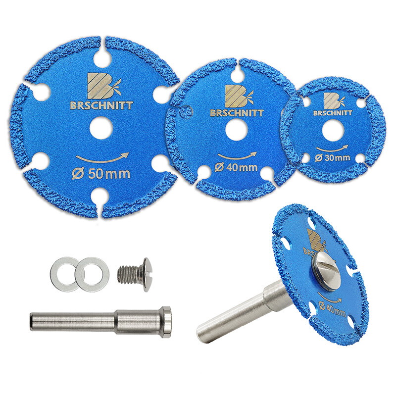 3pc 30/40/50mm Diamond Metal Cutting Disc Cuts Iron Steel Round Shank Saw Blade