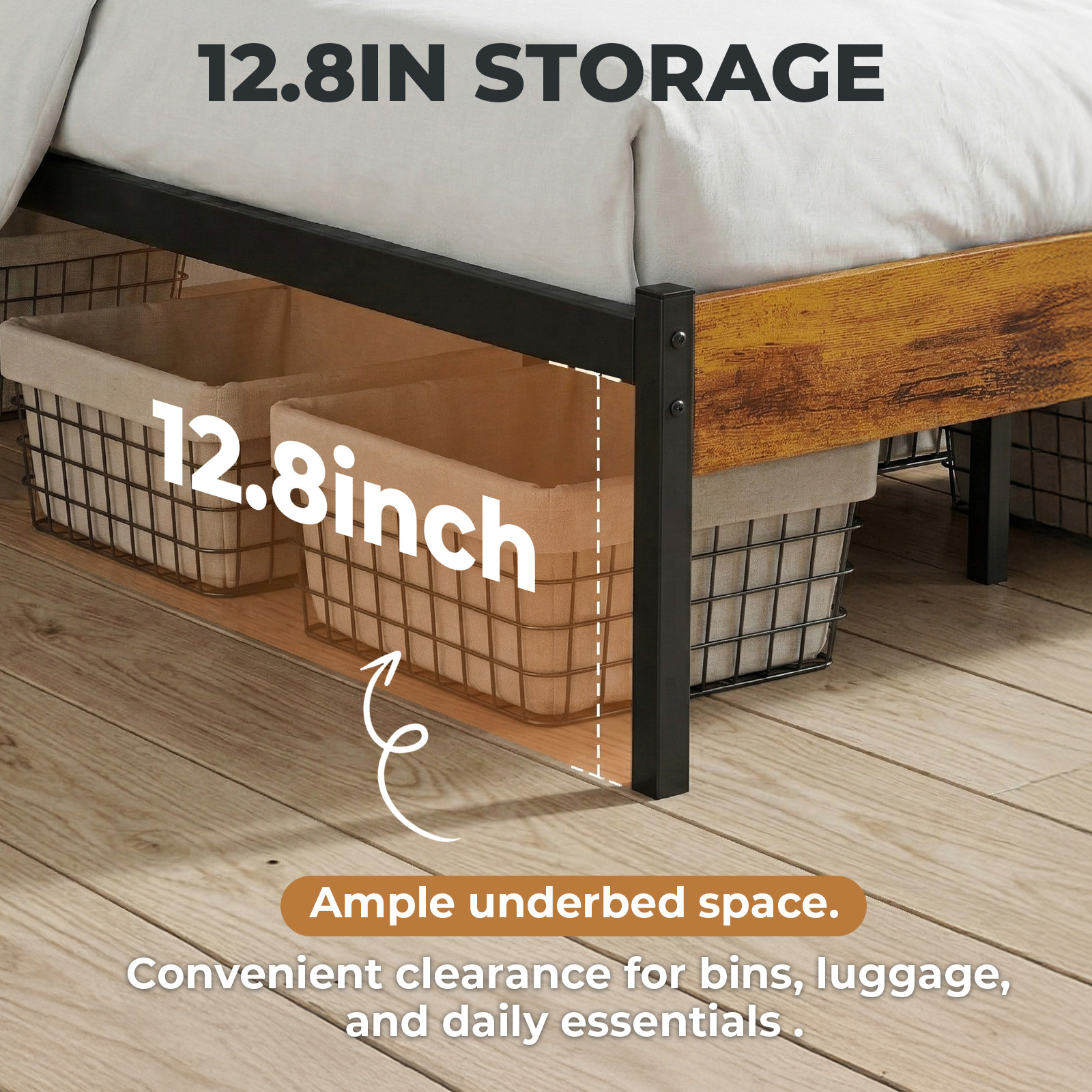 Metal Platform Bed Frame with Headboard & Footboard - No Box Spring Needed