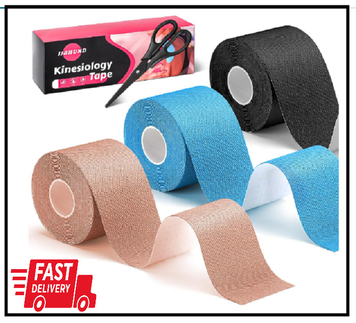 3 Roll Kinesiology Tape,3 Color 2 Inch x 16.4 Feet Uncut Sports Tape w/ Scissors
