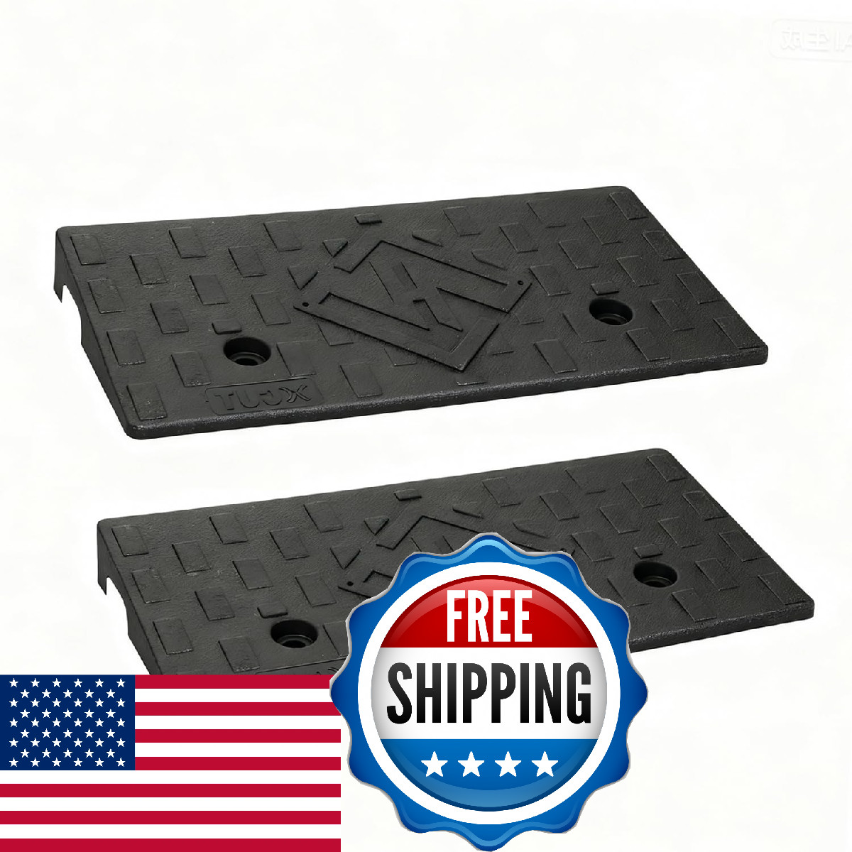 Rubber Curb Ramps for Driveway Sidewalks Shed Entry 2.4 Inch Rise Height 2 Pack