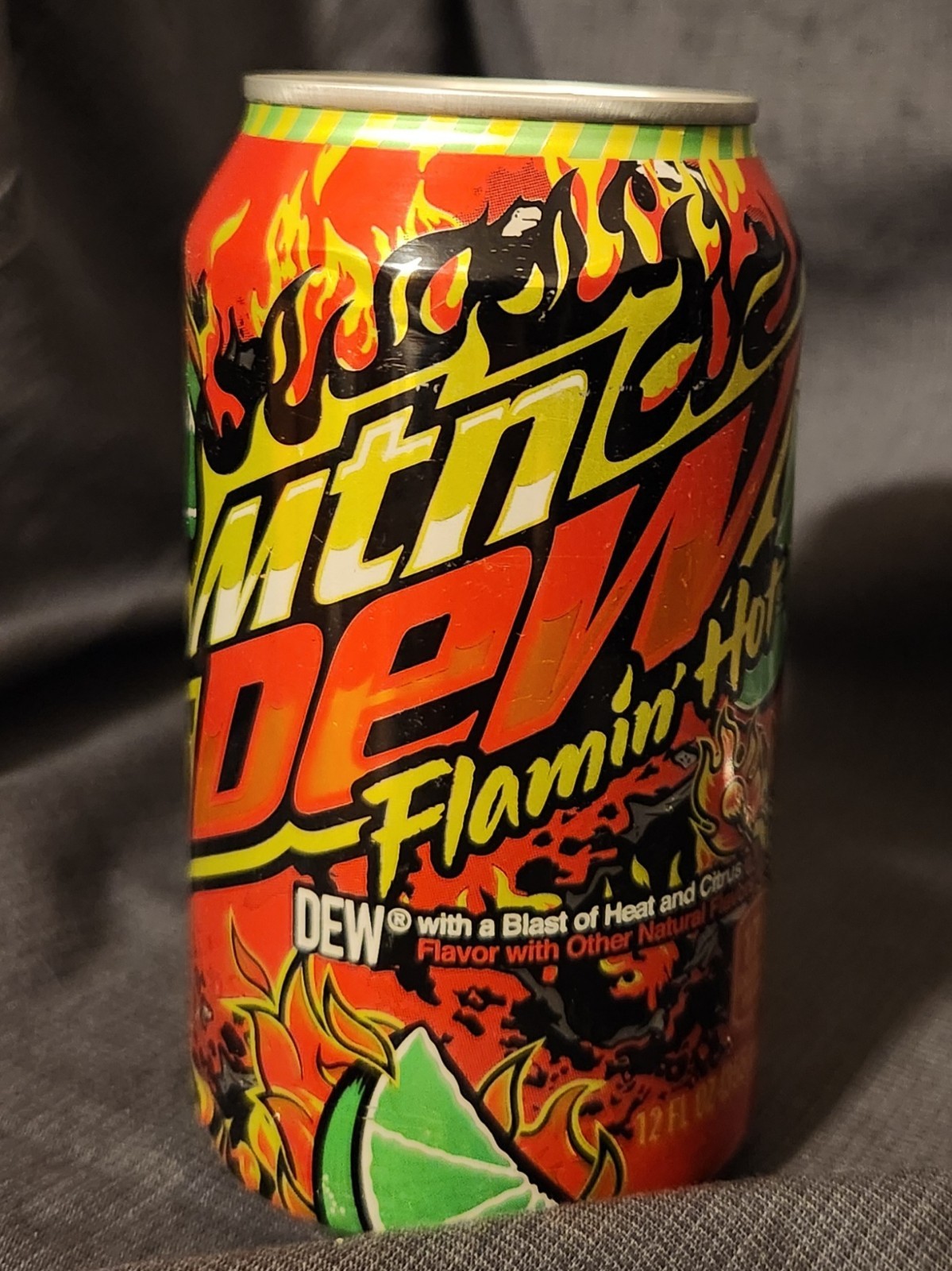Mountain Dew Flaming Flamin’ Hot One 12oz Can 2022 Blast Of Heat And Citrus!