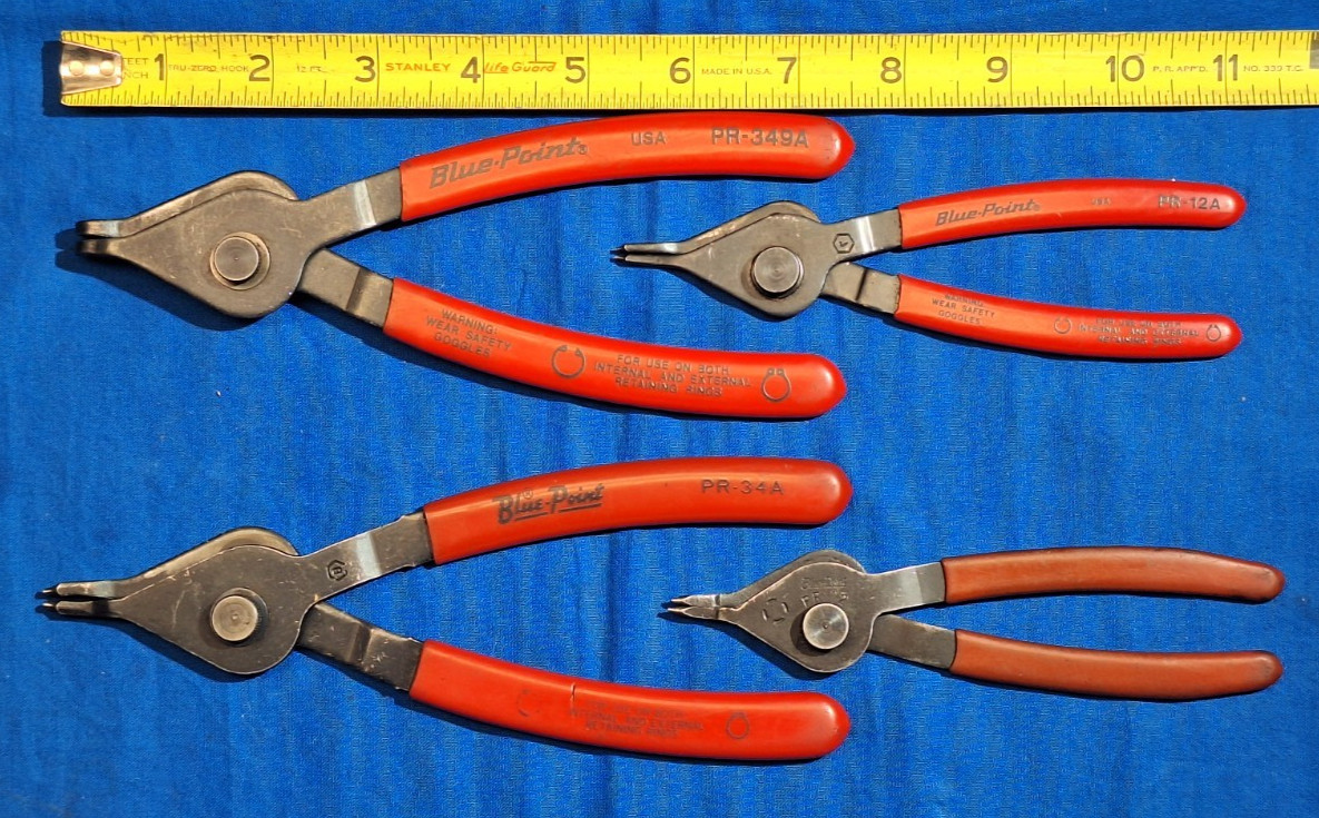 Blue Point 4 piece convertible snap ring plier set PR-12A, PR-349A, PR-34A, PR12