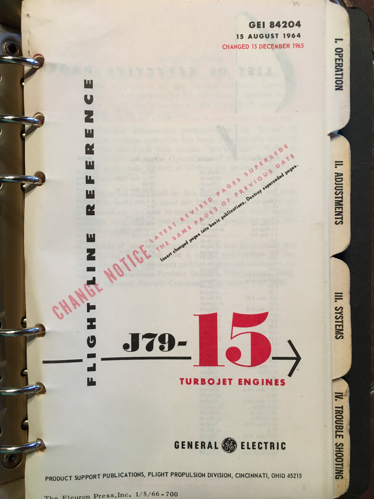 GE J79-15 TurboJet Flight Line Reference Handbook.
