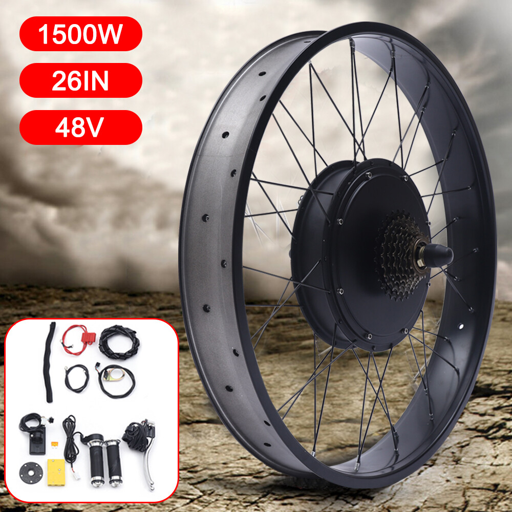 26" Rear Hub Motor LCD E-Bike Electric Bicycle Conversion Kit Fat Tire 48V 1500W