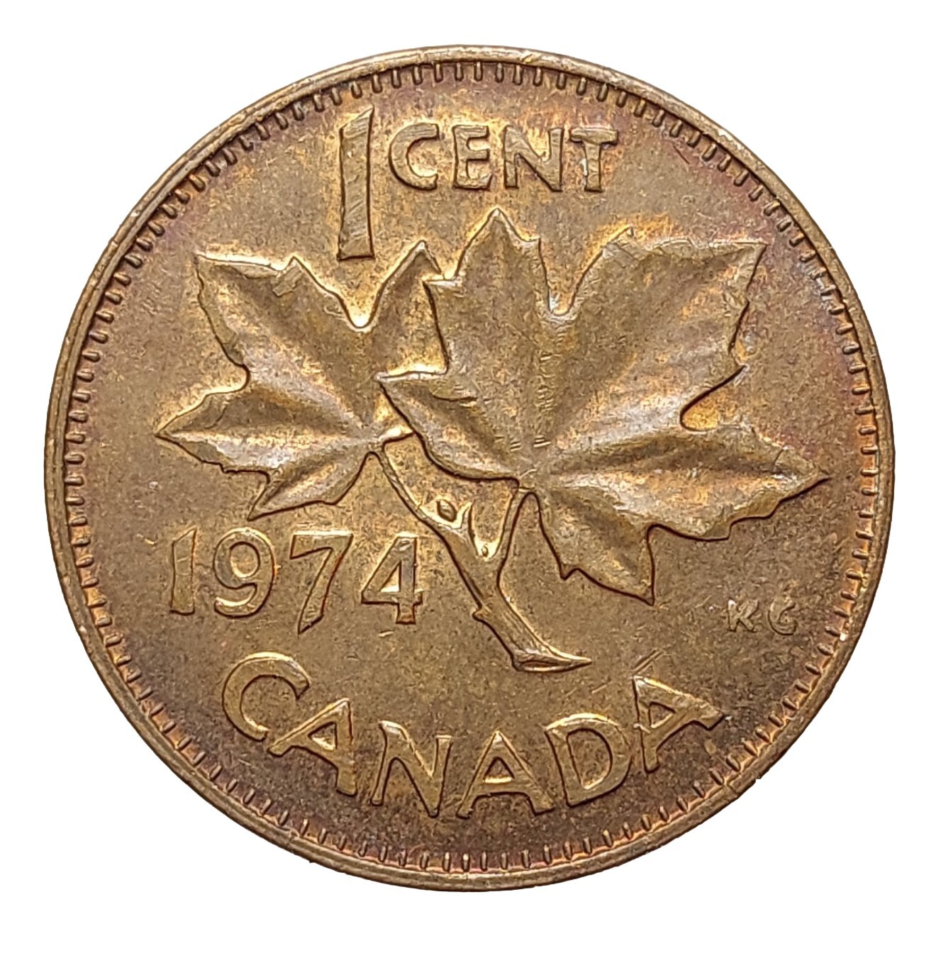 1974 Canada 1 Cent Coin Elizabeth II Bronze Maple Leaf Penny Vintage