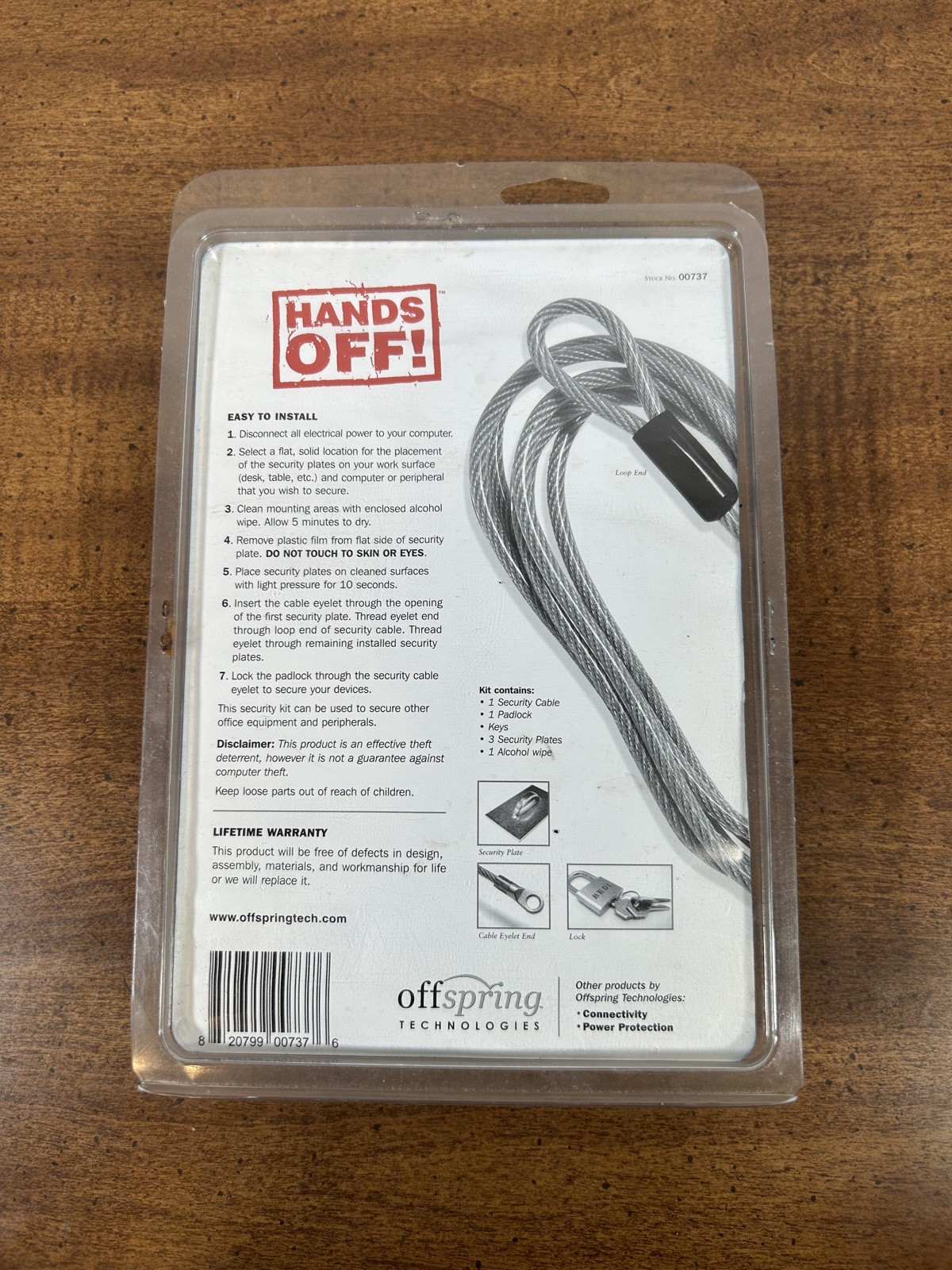Notebook Laptop Computer Security Lock Cable With Mounting Plates, Lock, & Keys