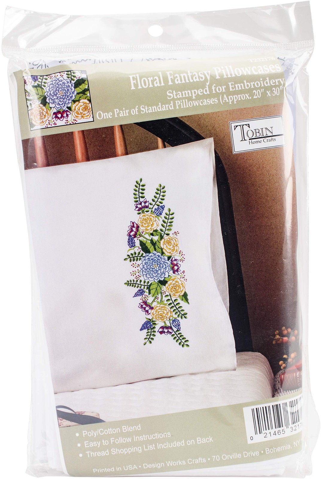 Design Works Crafts Floral Fantasy Pillowcases Pest Repeller v.144,