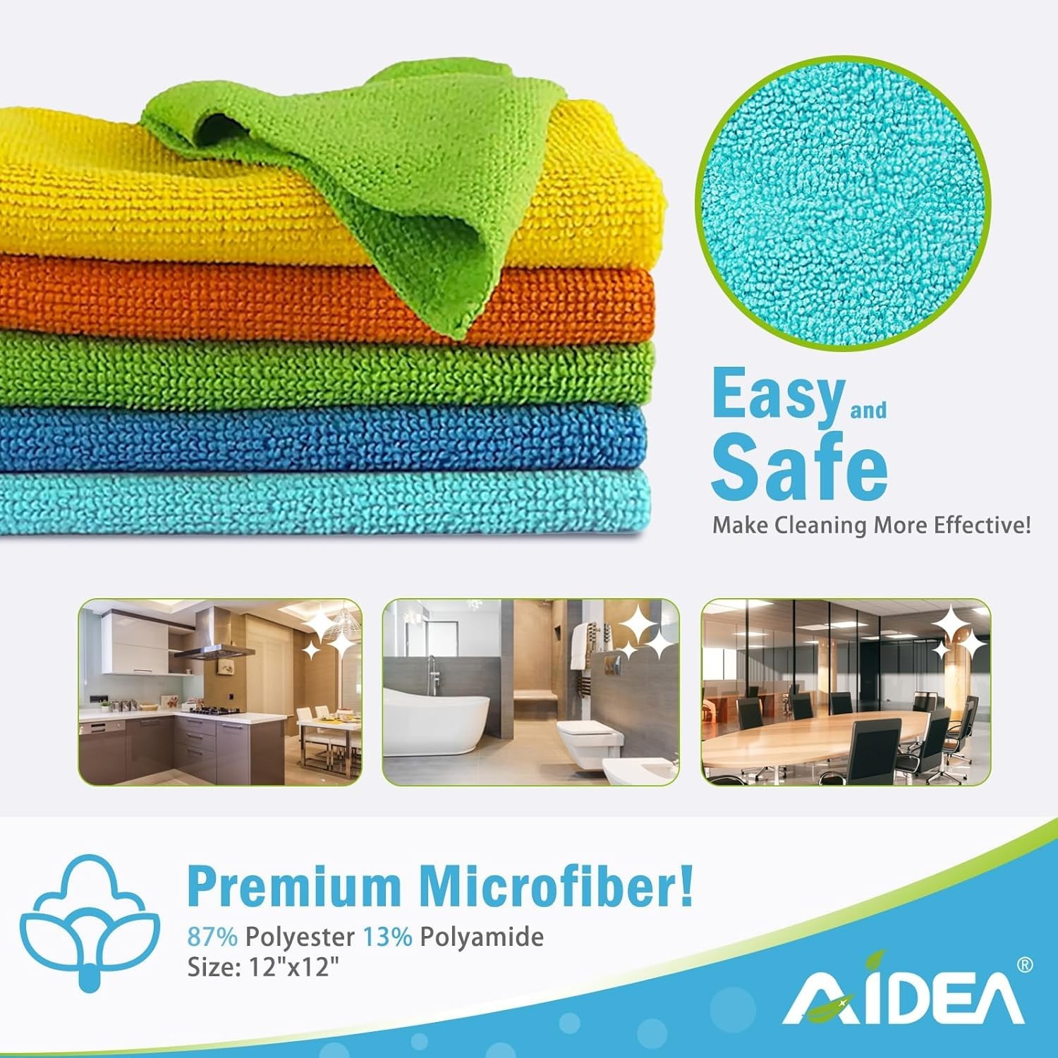 Versatile Microfiber Cleaning Towels 12''x12'' - 100 Pack for Easy Cleaning