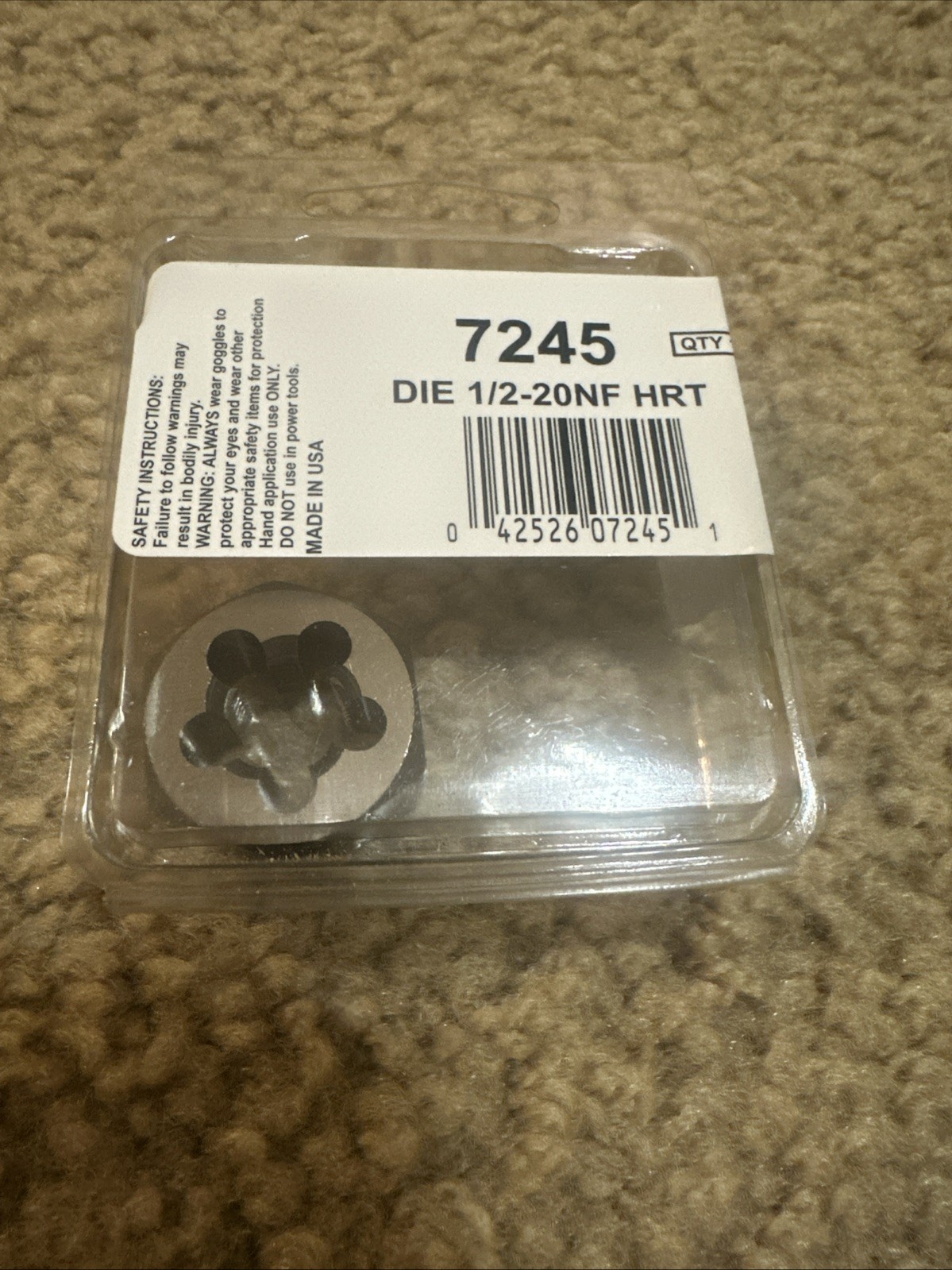 Irwin 7245 Rethread Die  1/2-20NF HRT  Made In USA