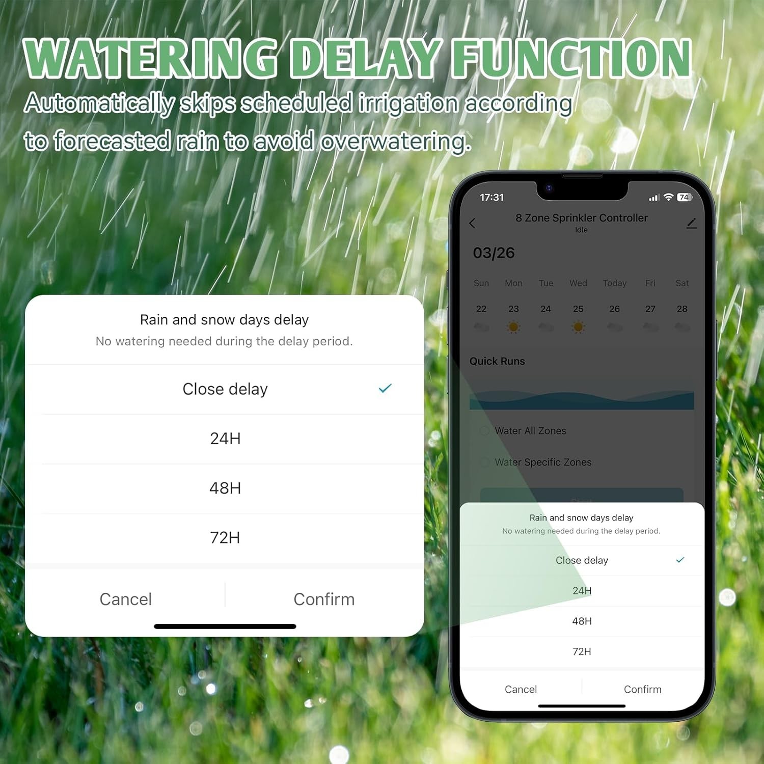 8 Zone WiFi Smart Sprinkler Controller APP Control Rain Delay 24VAC for Garden