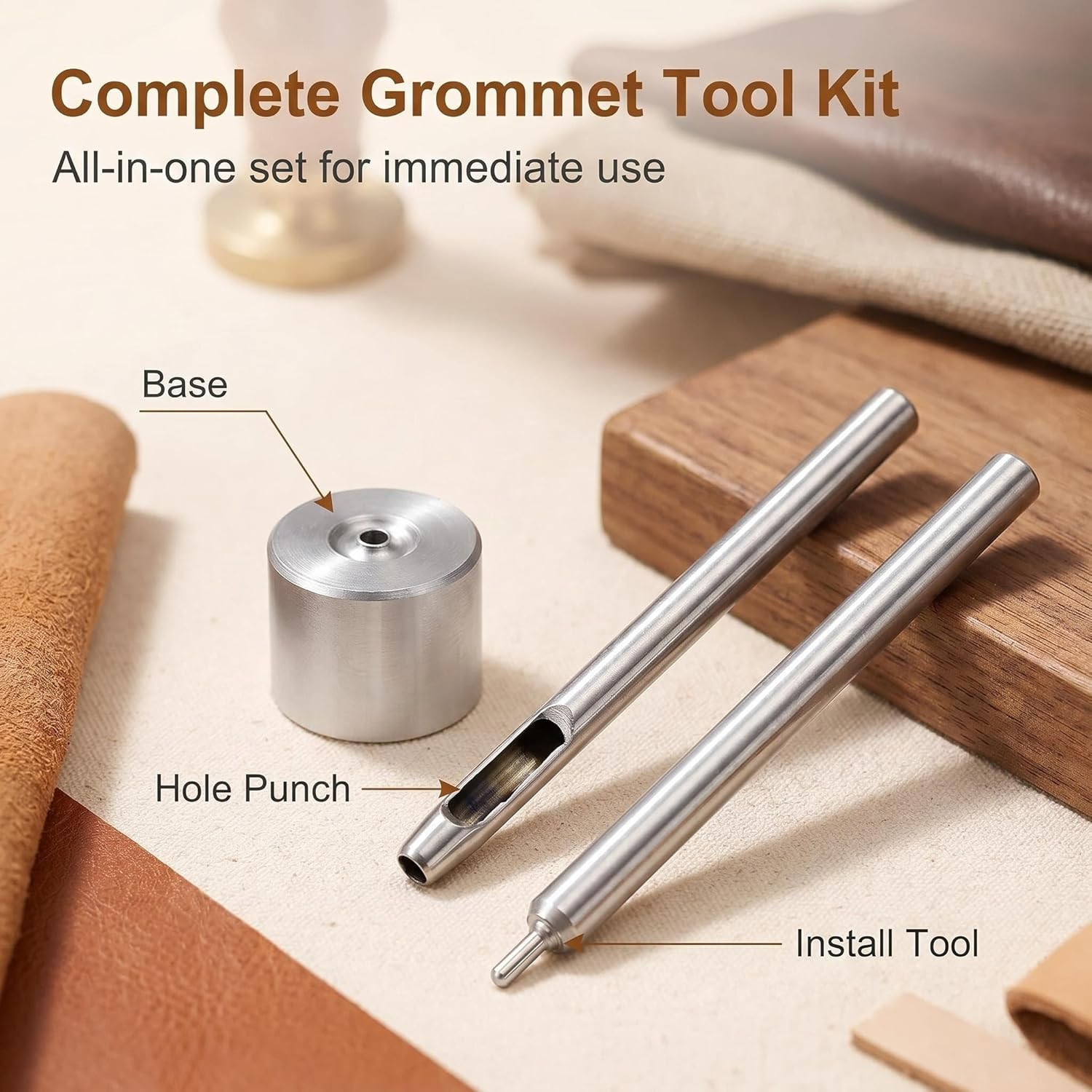 Eyelet Hole Punch Die Tool 1.5mm Grommet Setter Hollow Punch with Base and Ra...