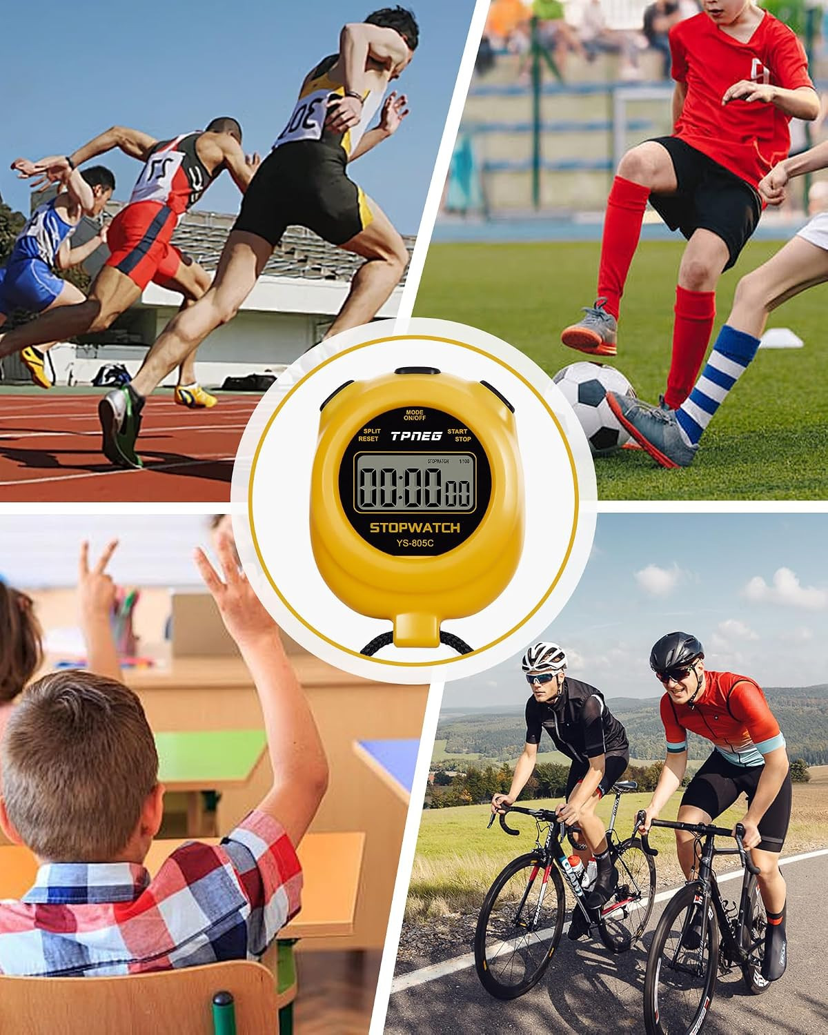 Simple Stopwatch Timer - Easy to Use, Set Up, Read, and Carry - Large Display -