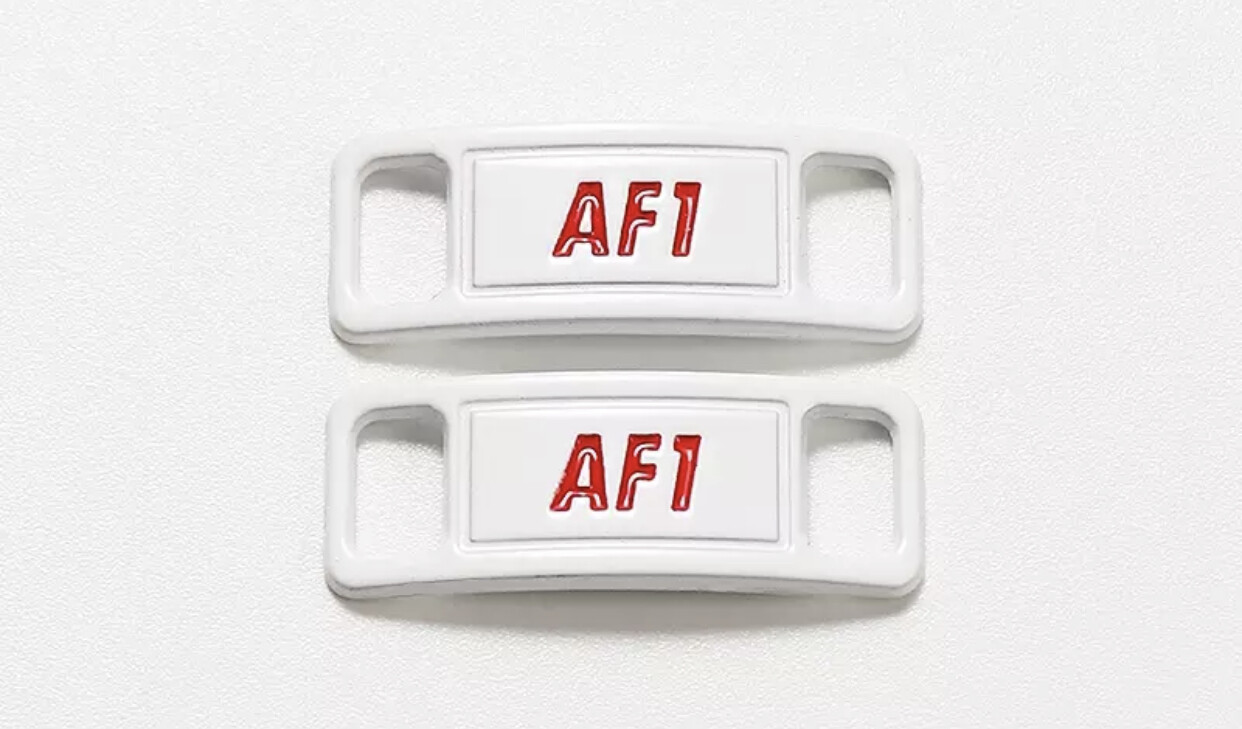 Nike AF1 Replacement Lace Tags Shoe badge Air Force Ones White & Red Retro