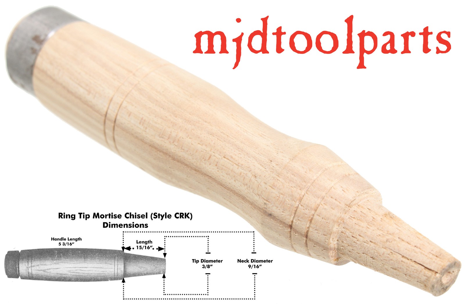 HIckory Socket Mortise Chisel Handle - Amish Turned - Style CRK - mjdtoolparts