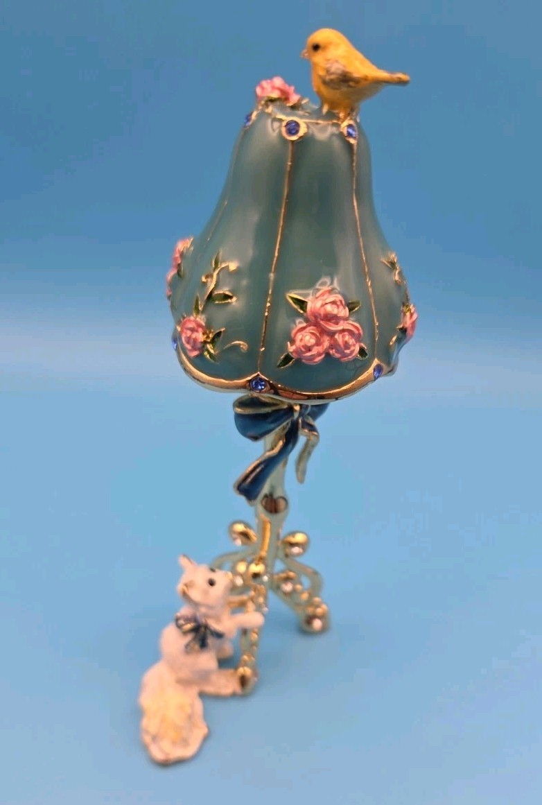 Keren Kopal Gold Standing Lamp w/ Cat & Bird Trinket Box LM1267 LM1276 2017
