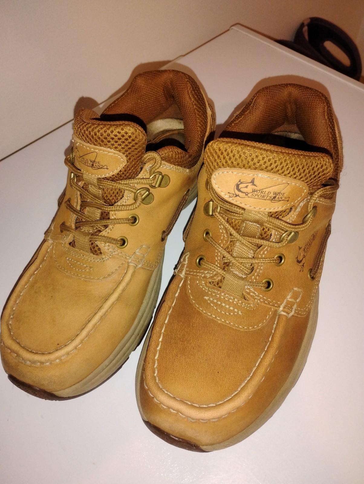 World Wide Sportsman Brown Leather Boat Shoes Men’s Size 9 Slip Resistant