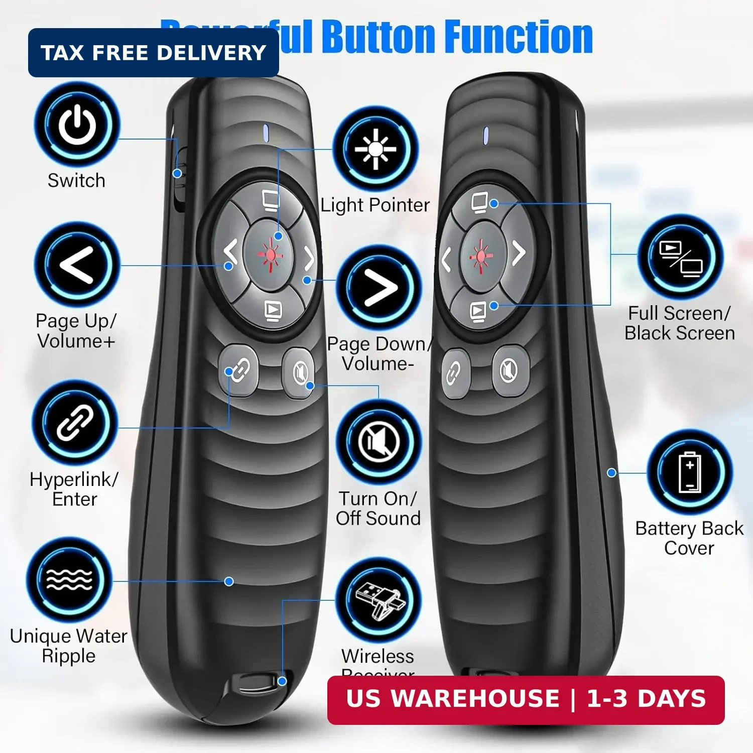 2-in-1 USB TYPE-C Presentation Clicker wireless Presenter Remote Clicker, Powerp