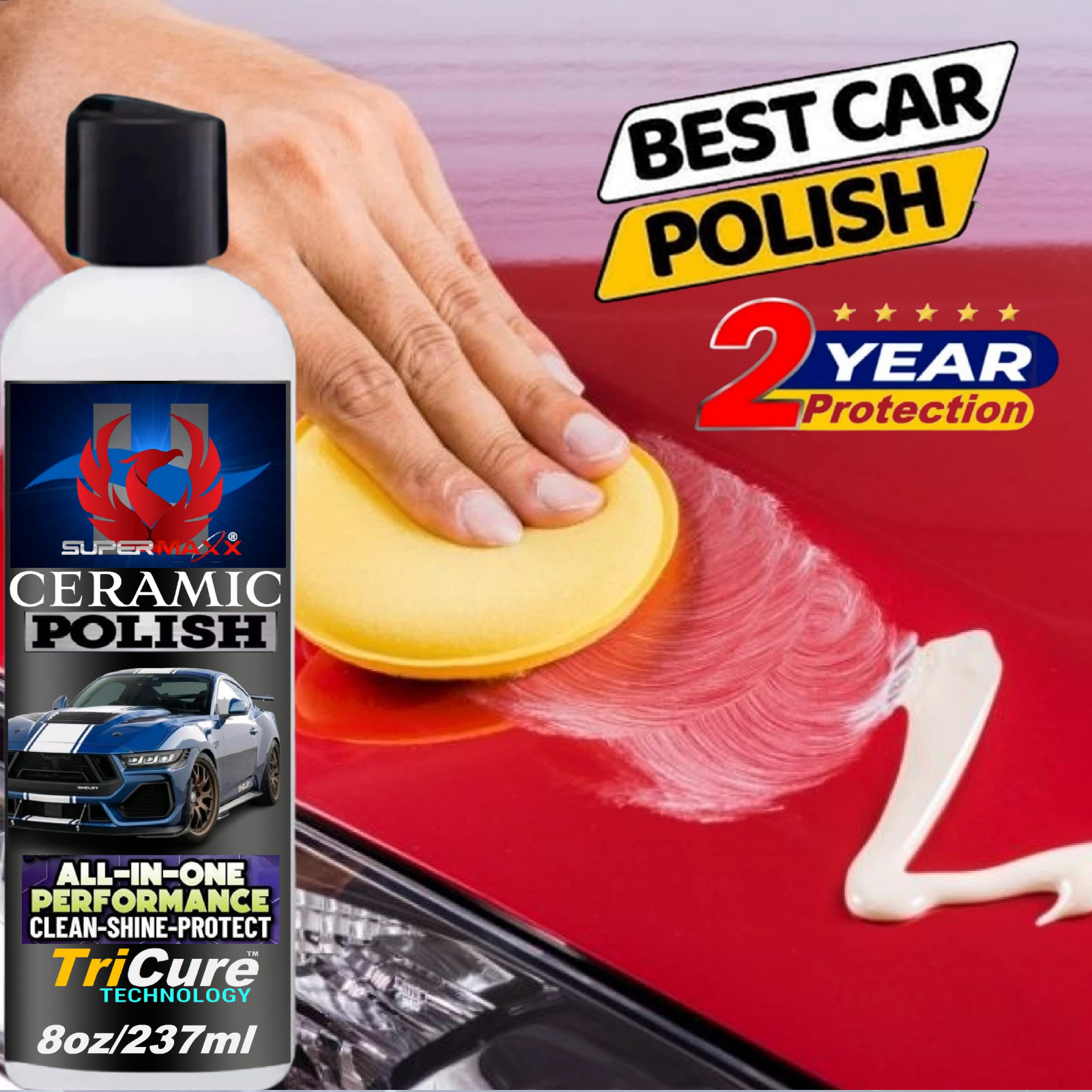 CERAMIC PRO GRADE CAR POLISH ADVANCED GLOSS PAINT PROTECTION  8 OUNCE KIT