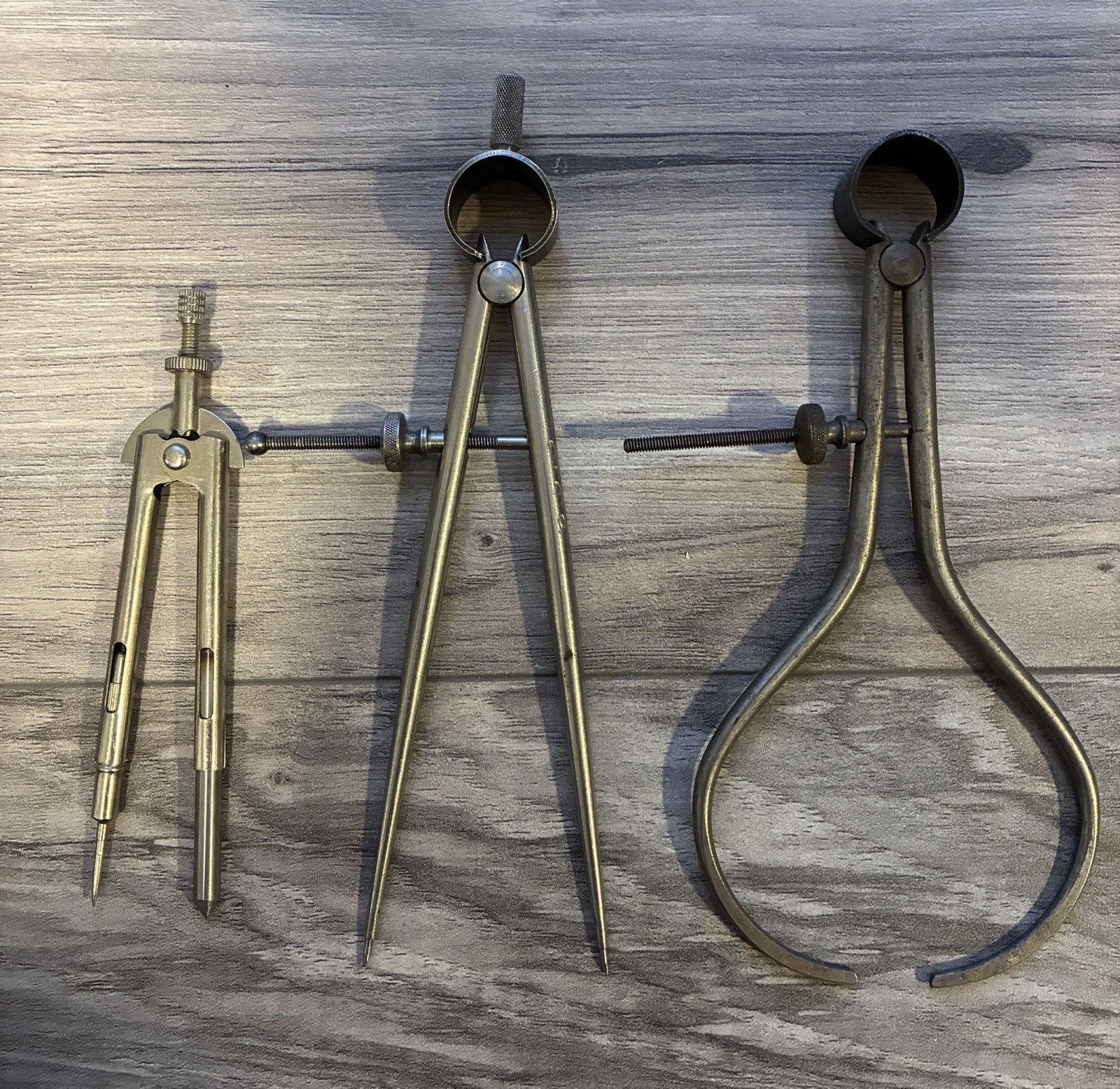 Vintage Unmarked Inside Outside And Straight Calipers
