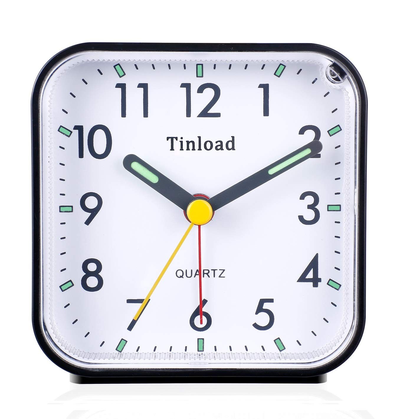 Tinload Small Battery Operated Analog Travel Alarm Clock Silent Small, Black