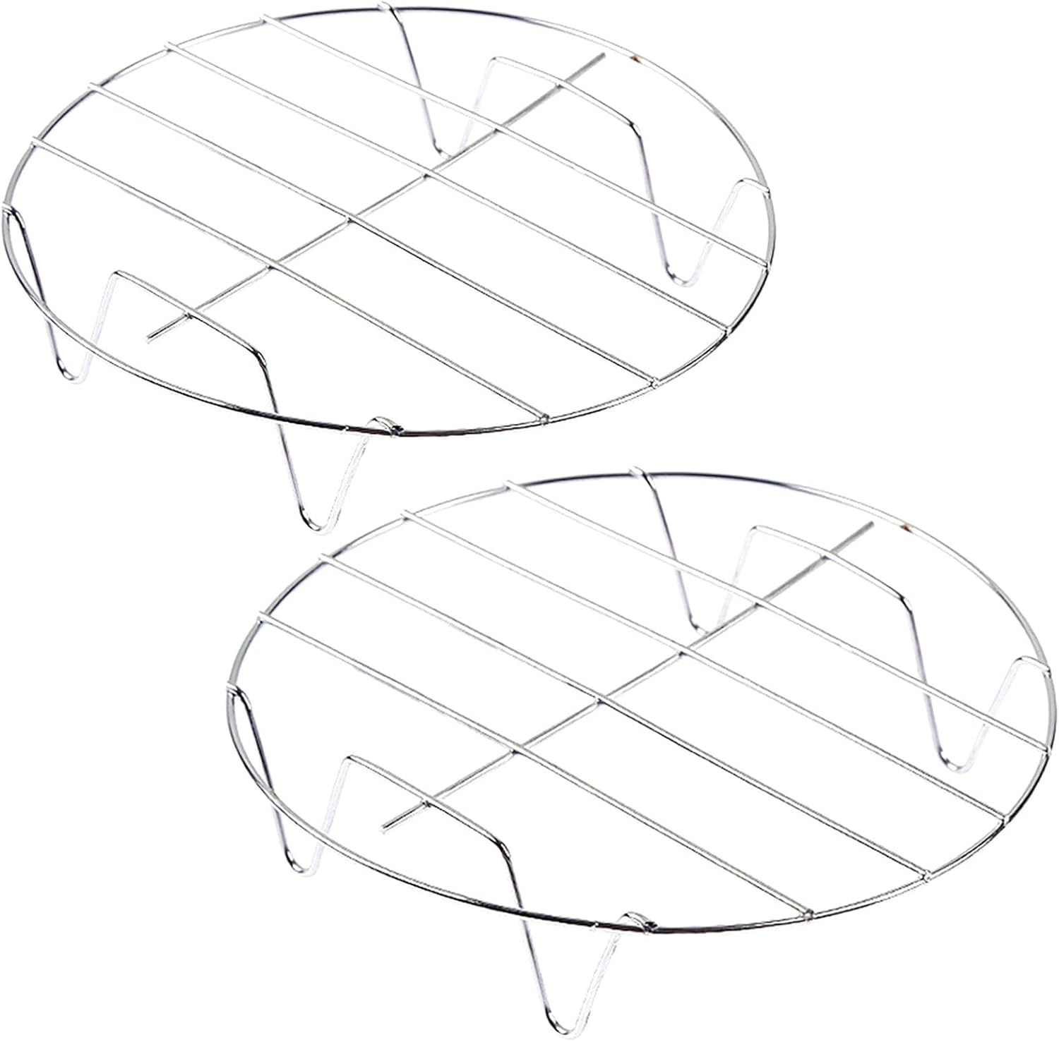 2 Pack 7" Stainless Steel Steamer Rack Round Cooking Plate for Kitchen & BBQ